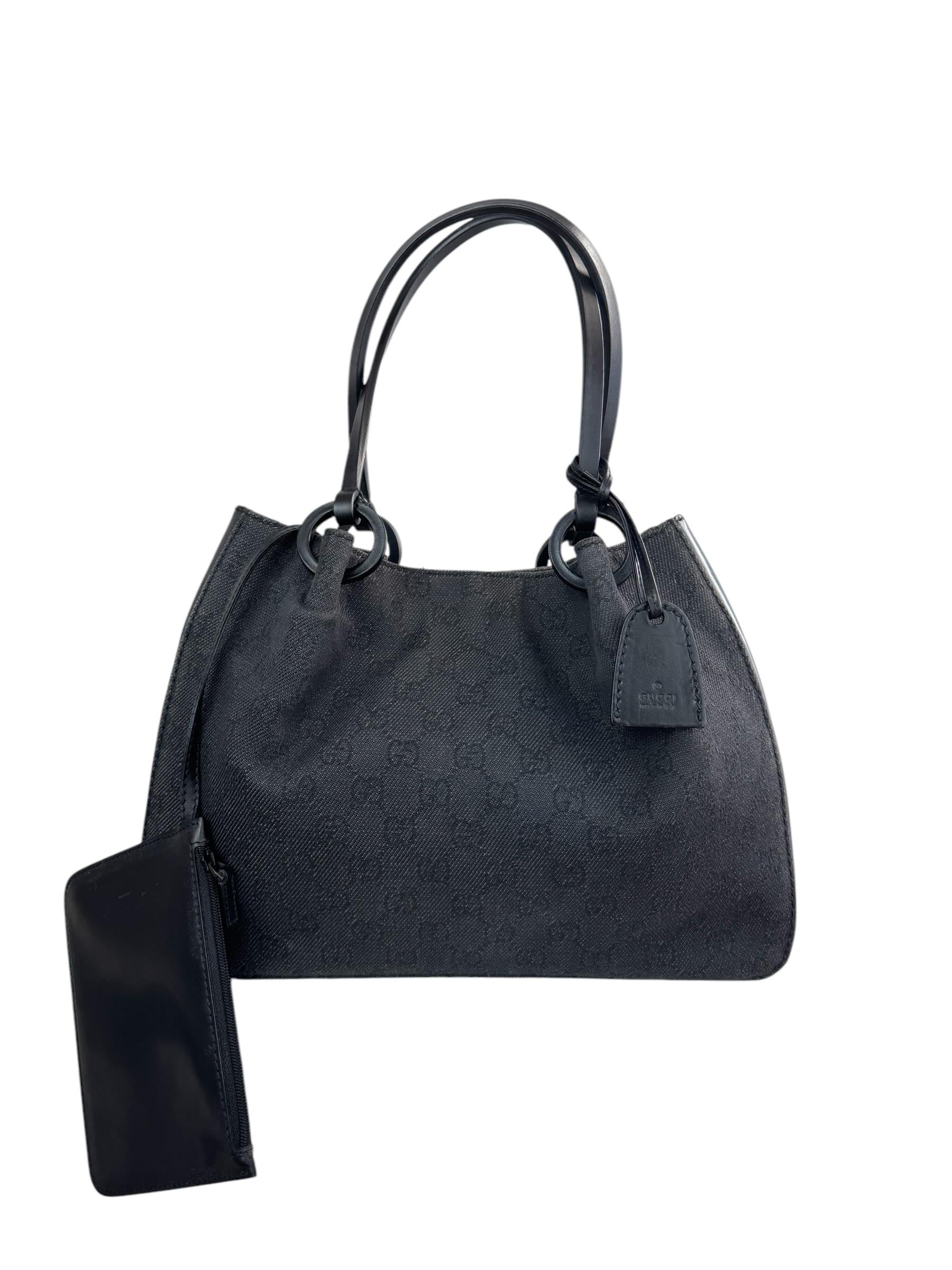 GUCCI GG BLACK CANVAS ÇANTA