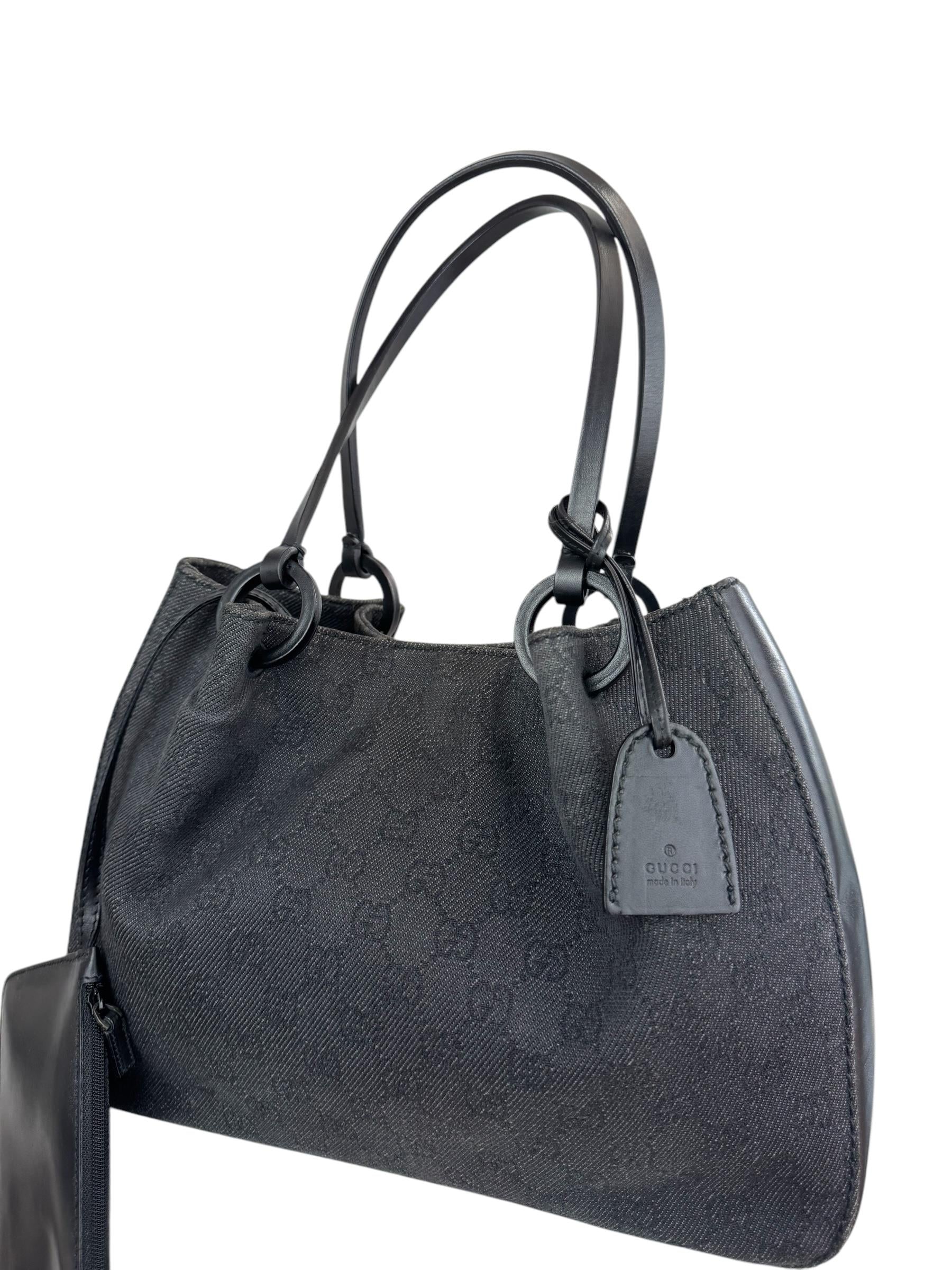 GUCCI GG BLACK CANVAS ÇANTA
