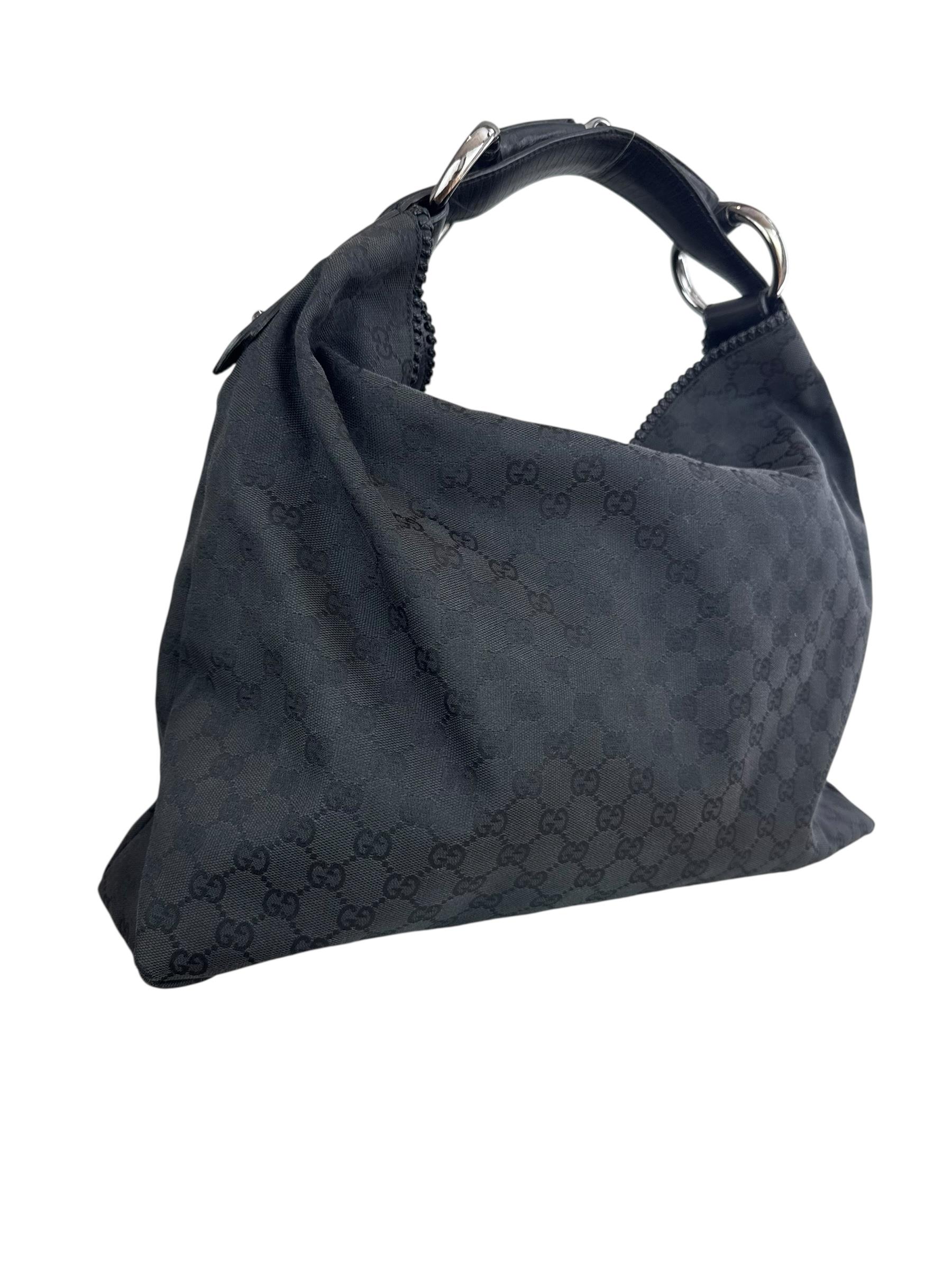 GUCCI GG BLACK HORSEBIT TOTE BAG