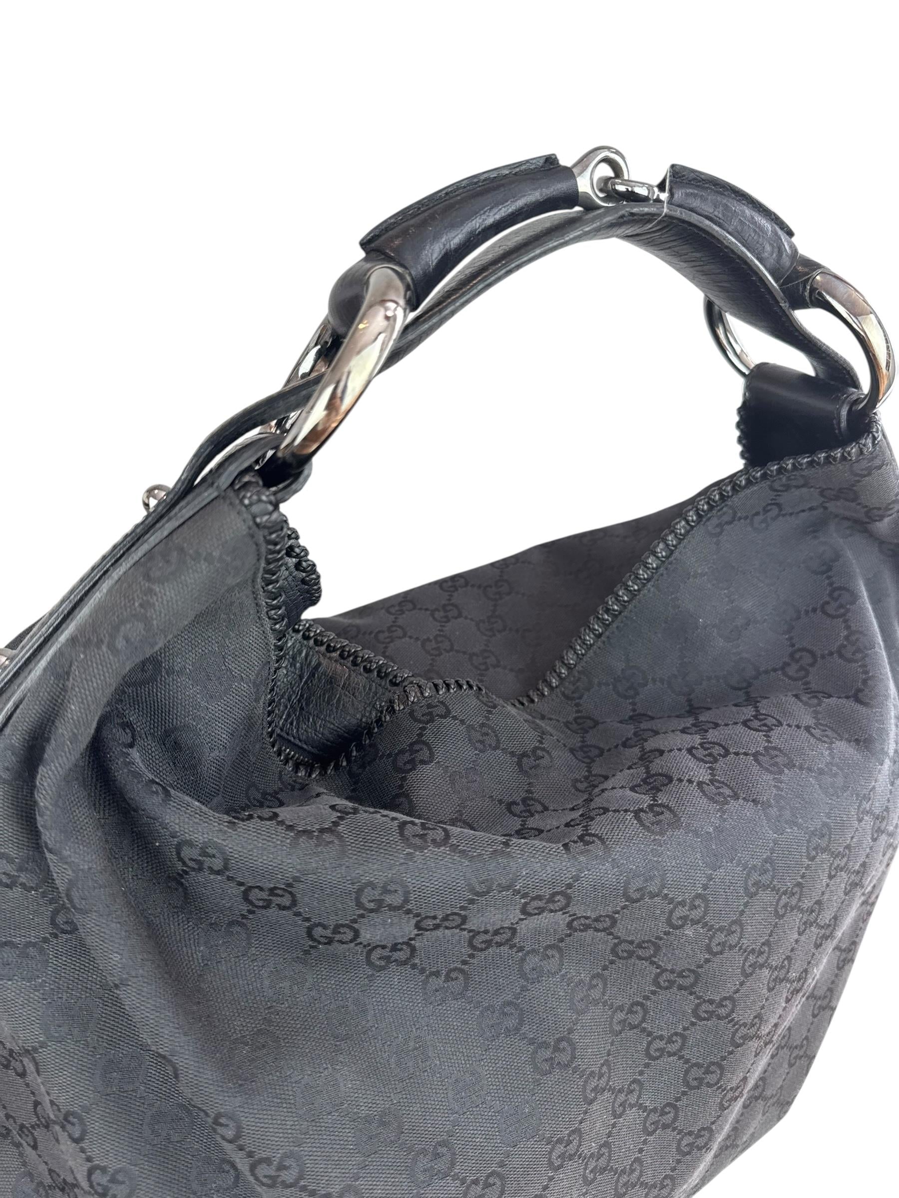 GUCCI GG BLACK HORSEBIT TOTE BAG