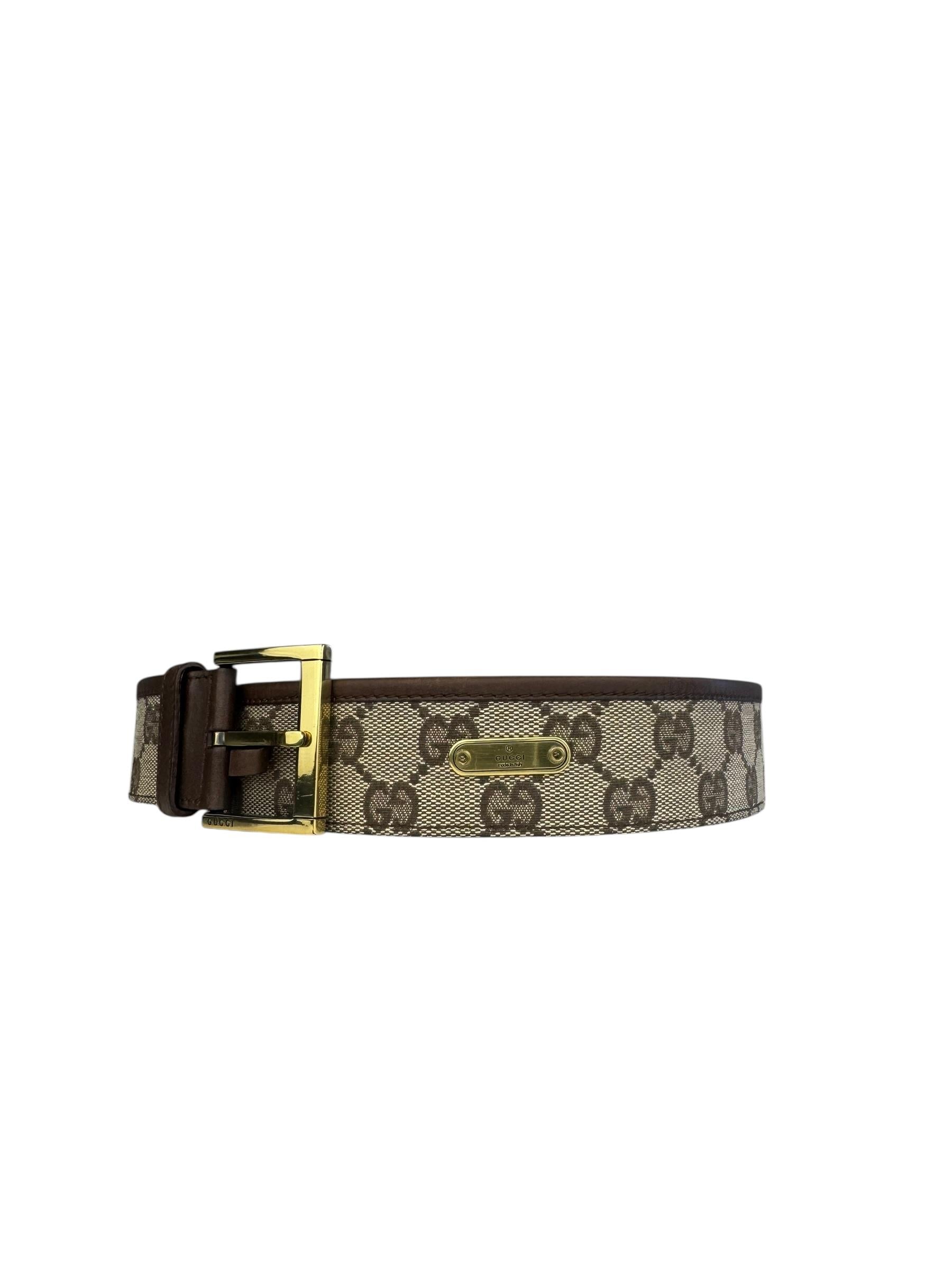 GUCCI GG BROWN CANVAS BELT