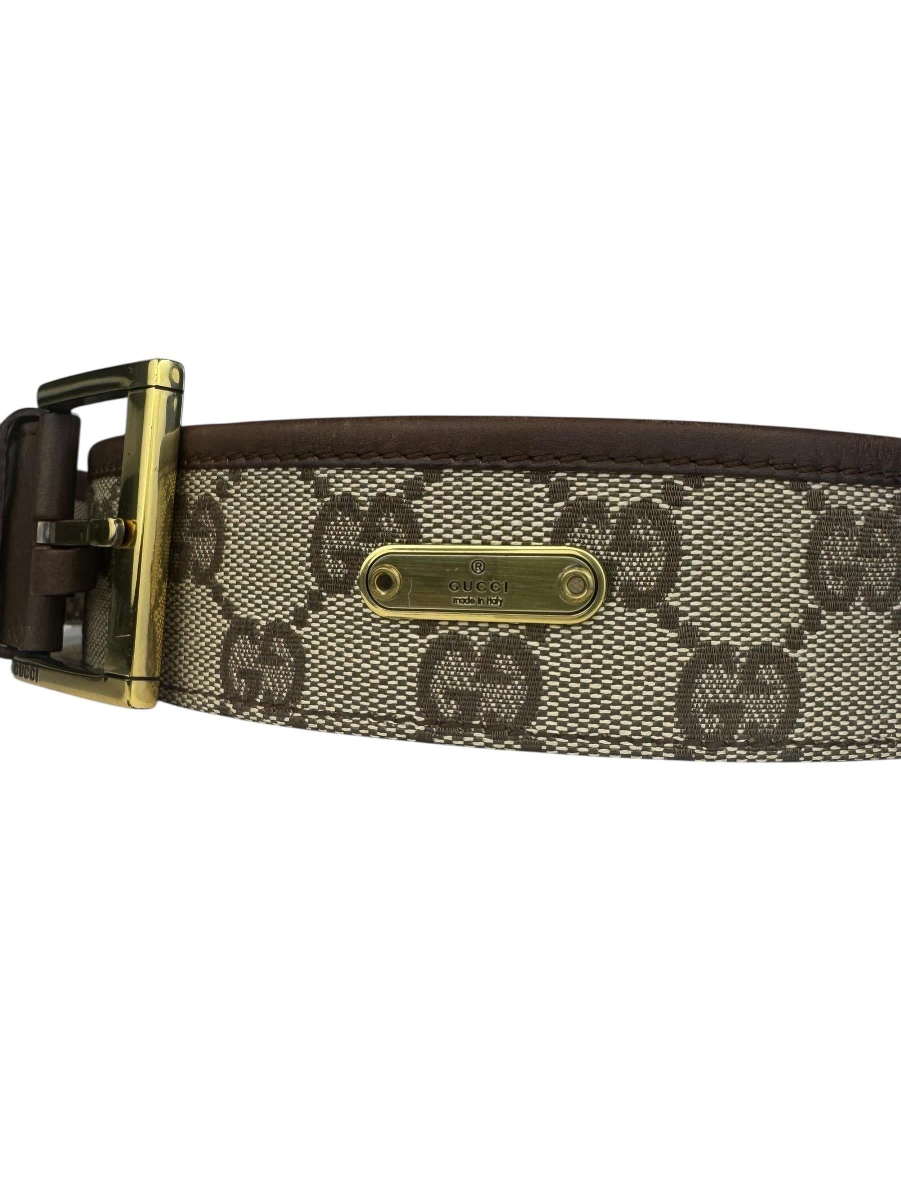 GUCCI GG BROWN CANVAS BELT