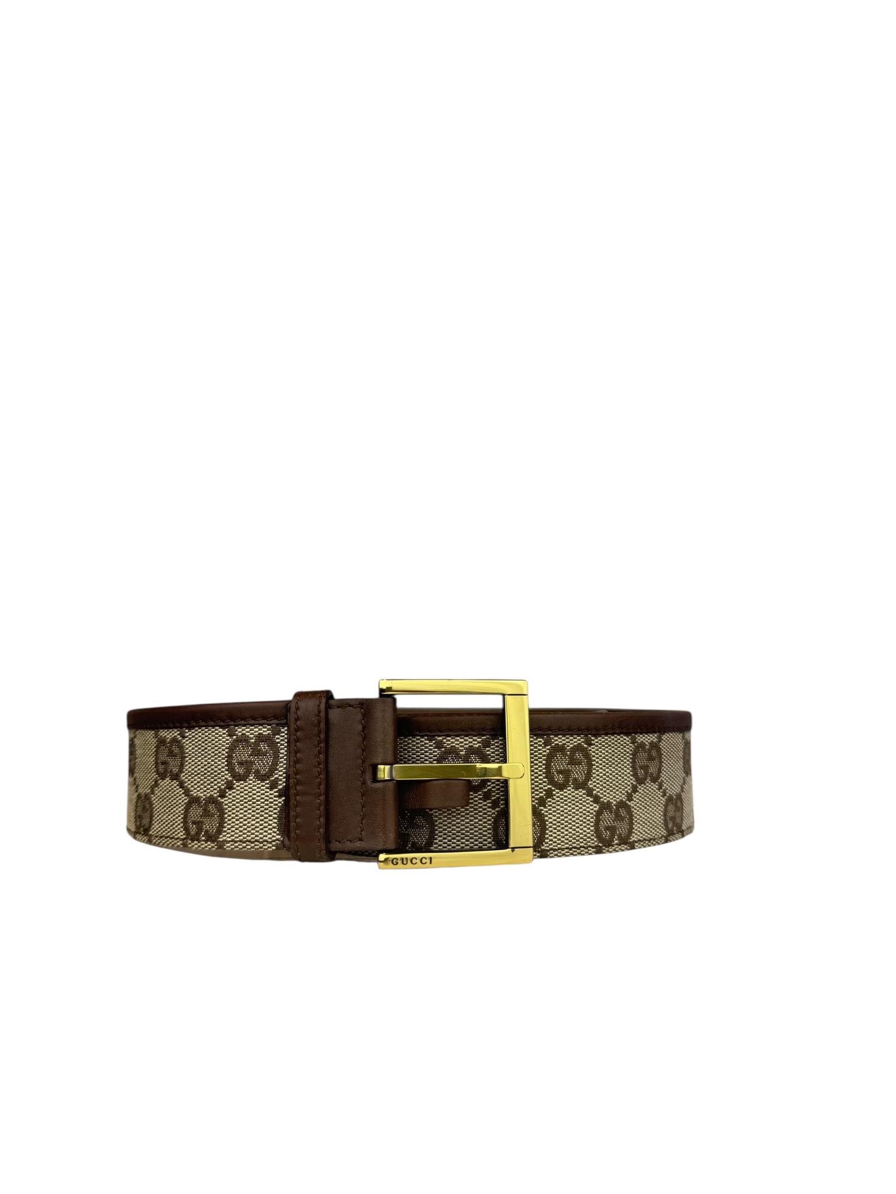 GUCCI GG BROWN CANVAS BELT