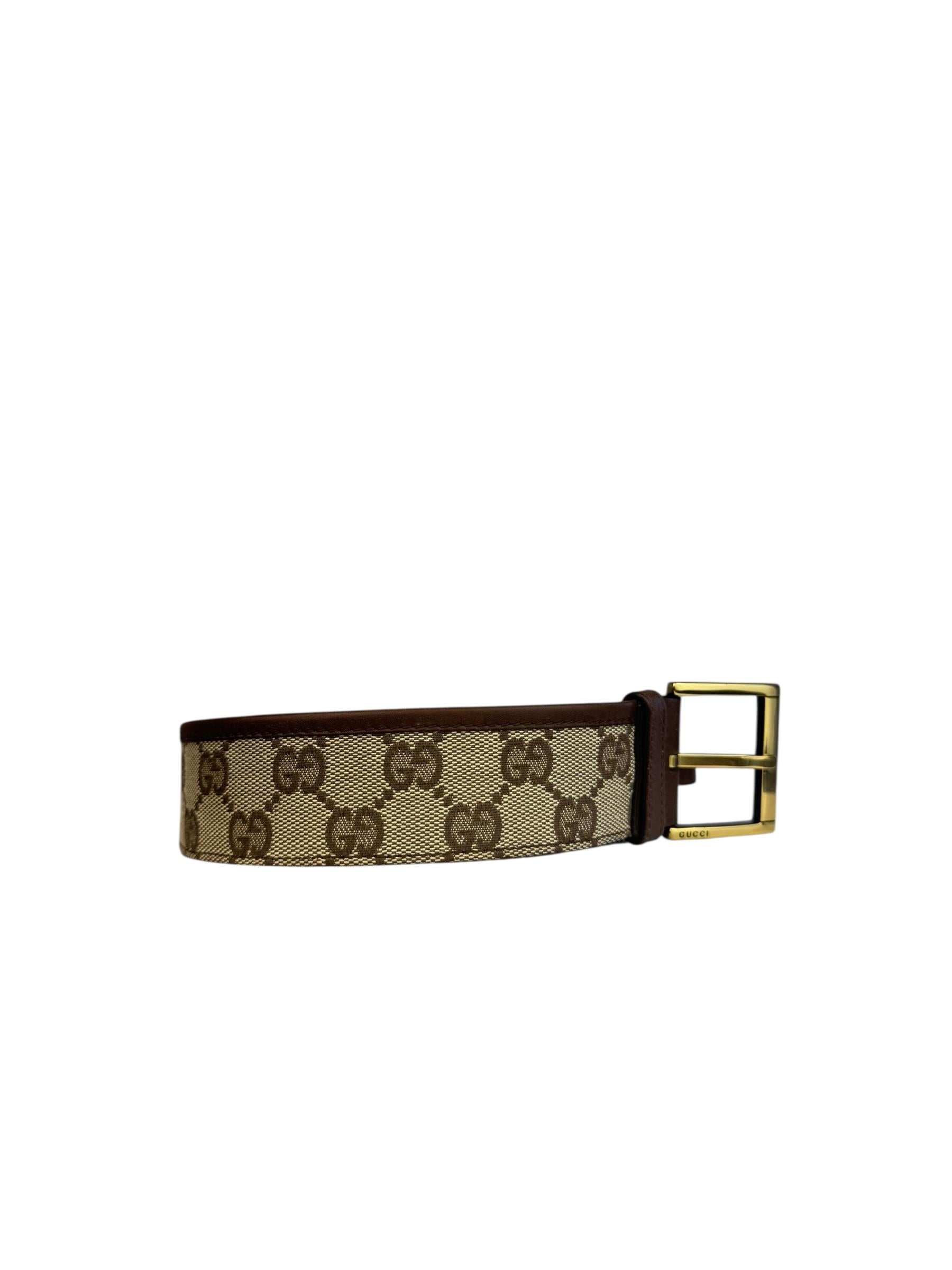 GUCCI GG BROWN CANVAS BELT