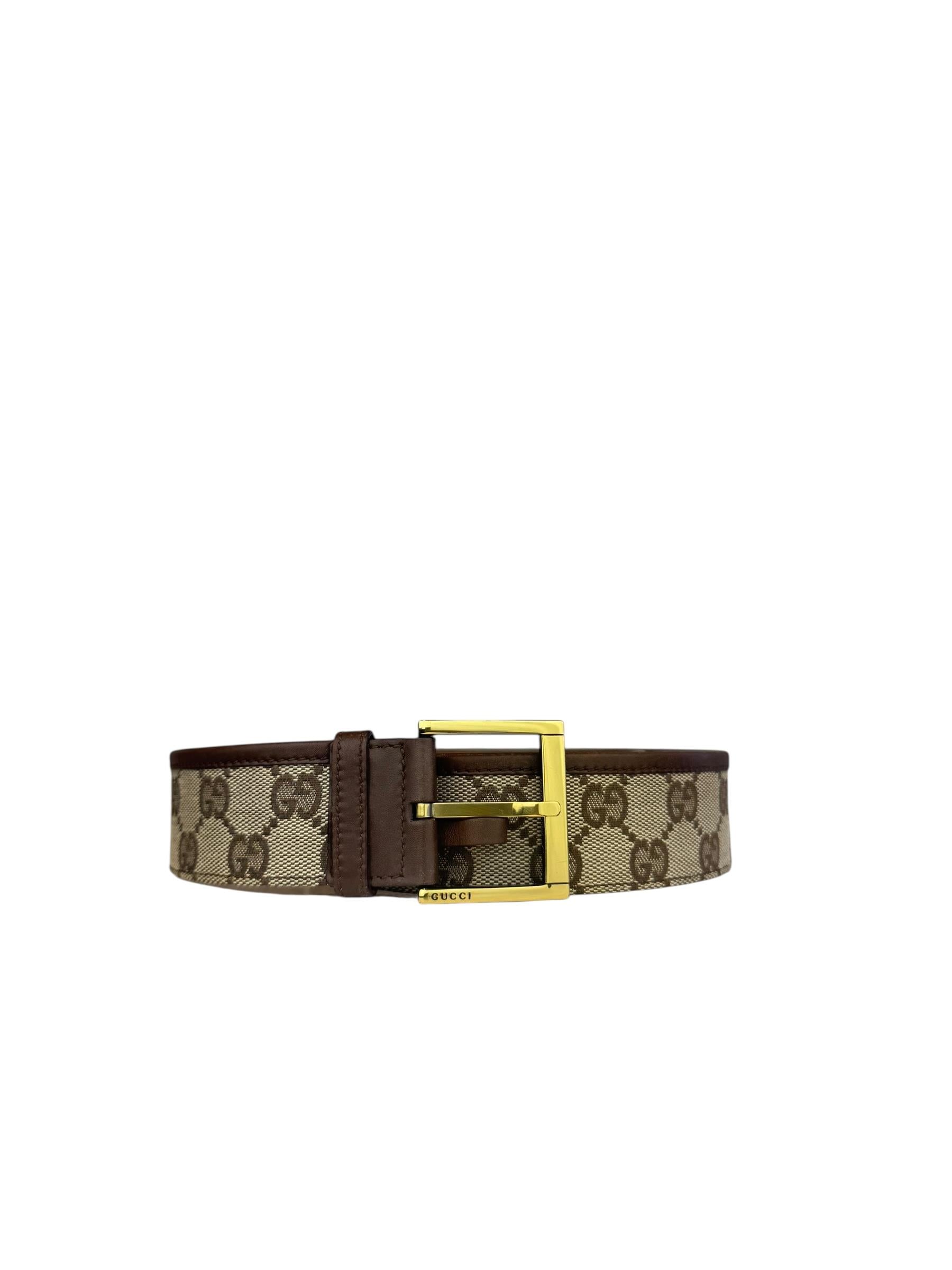 GUCCI GG BROWN CANVAS BELT