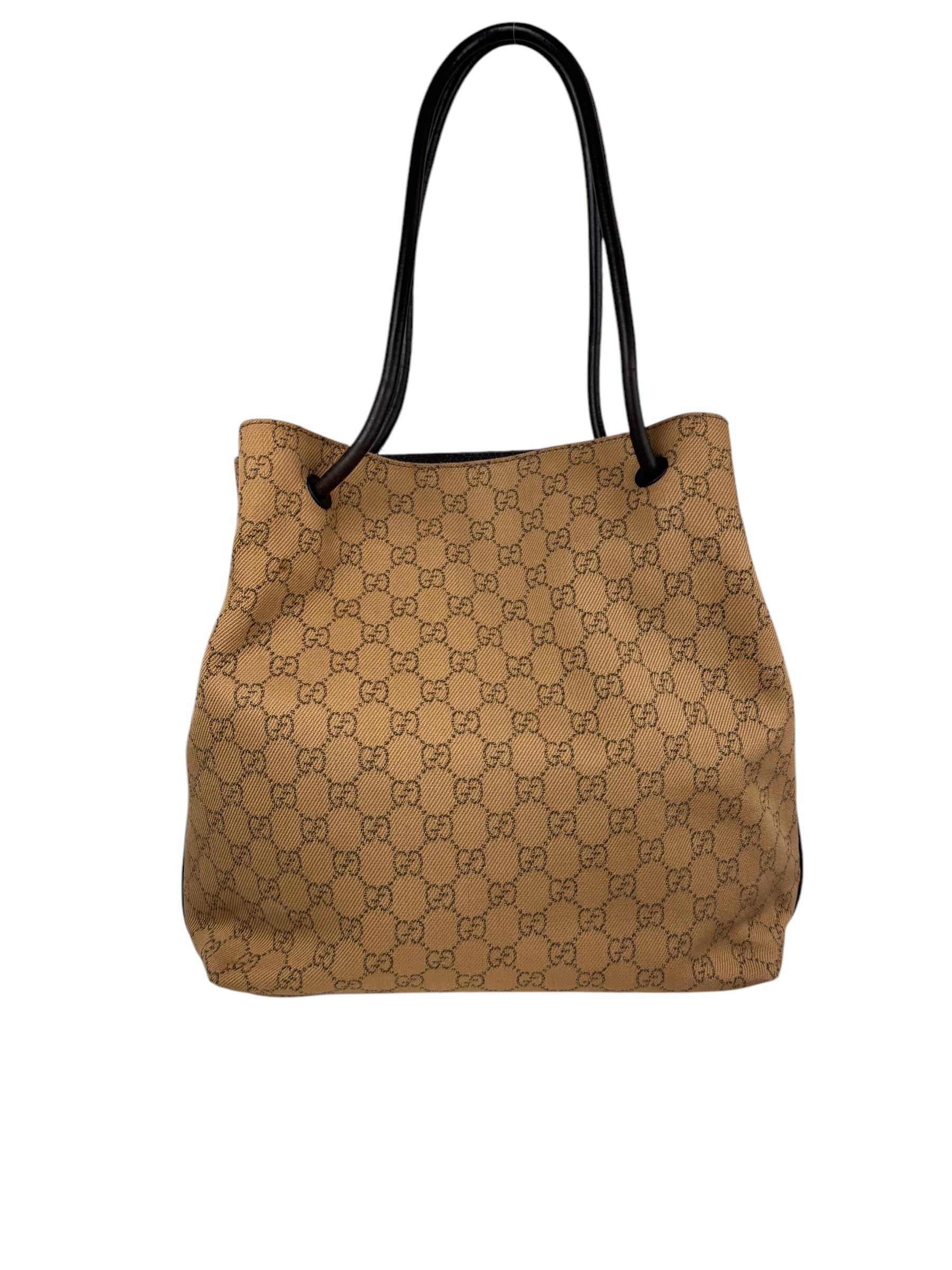 GUCCI GG BROWN CANVAS SHOULDER BAG