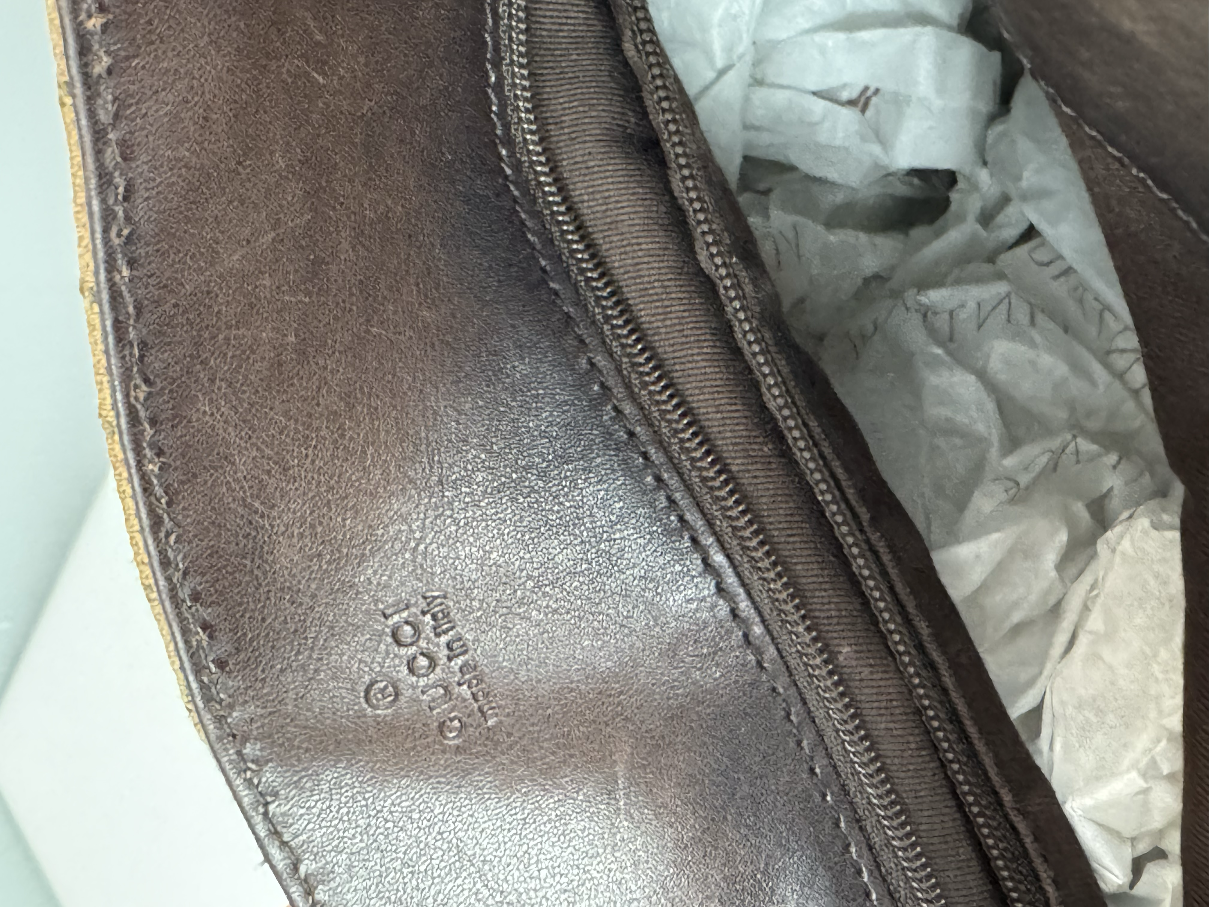 GUCCI GG BROWN CANVAS SHOULDER BAG