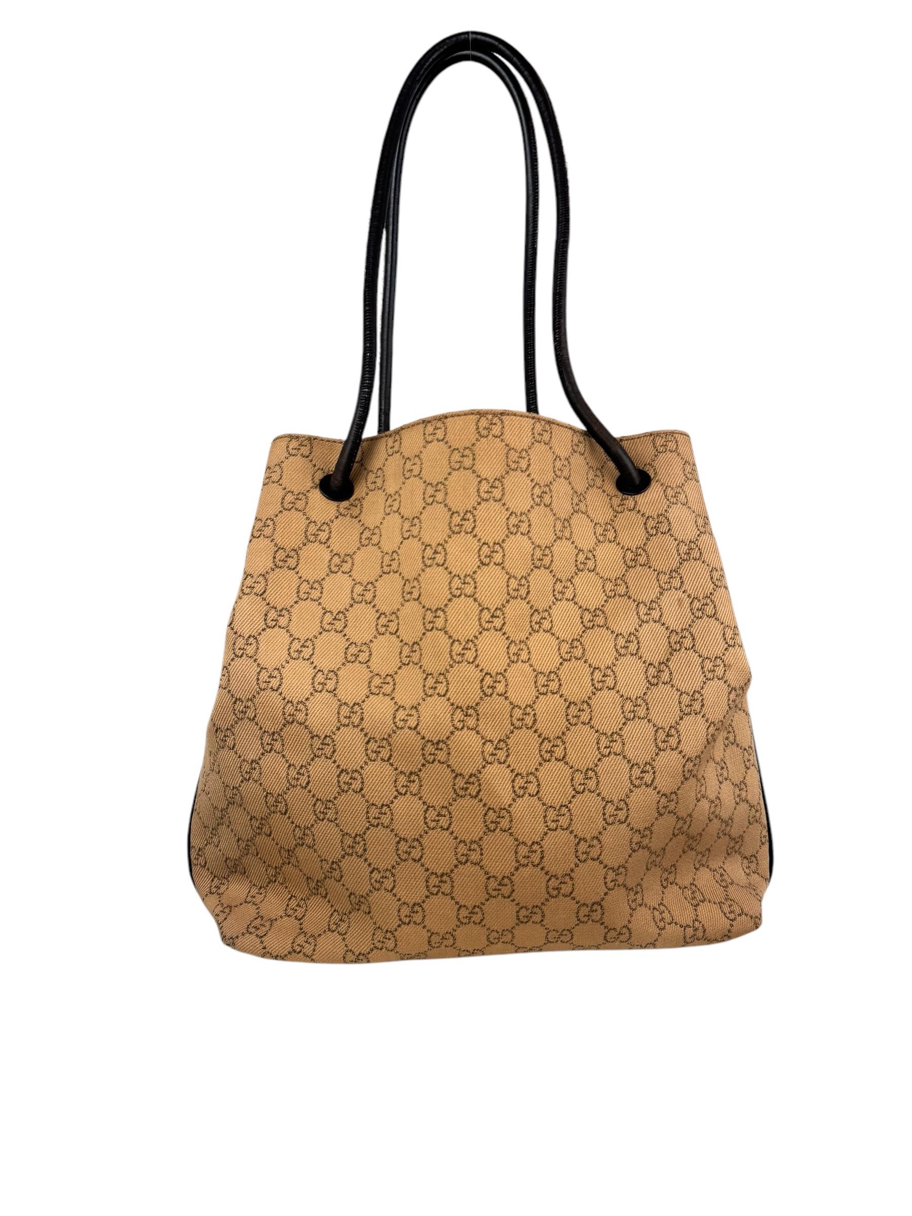 GUCCI GG BROWN CANVAS SHOULDER BAG
