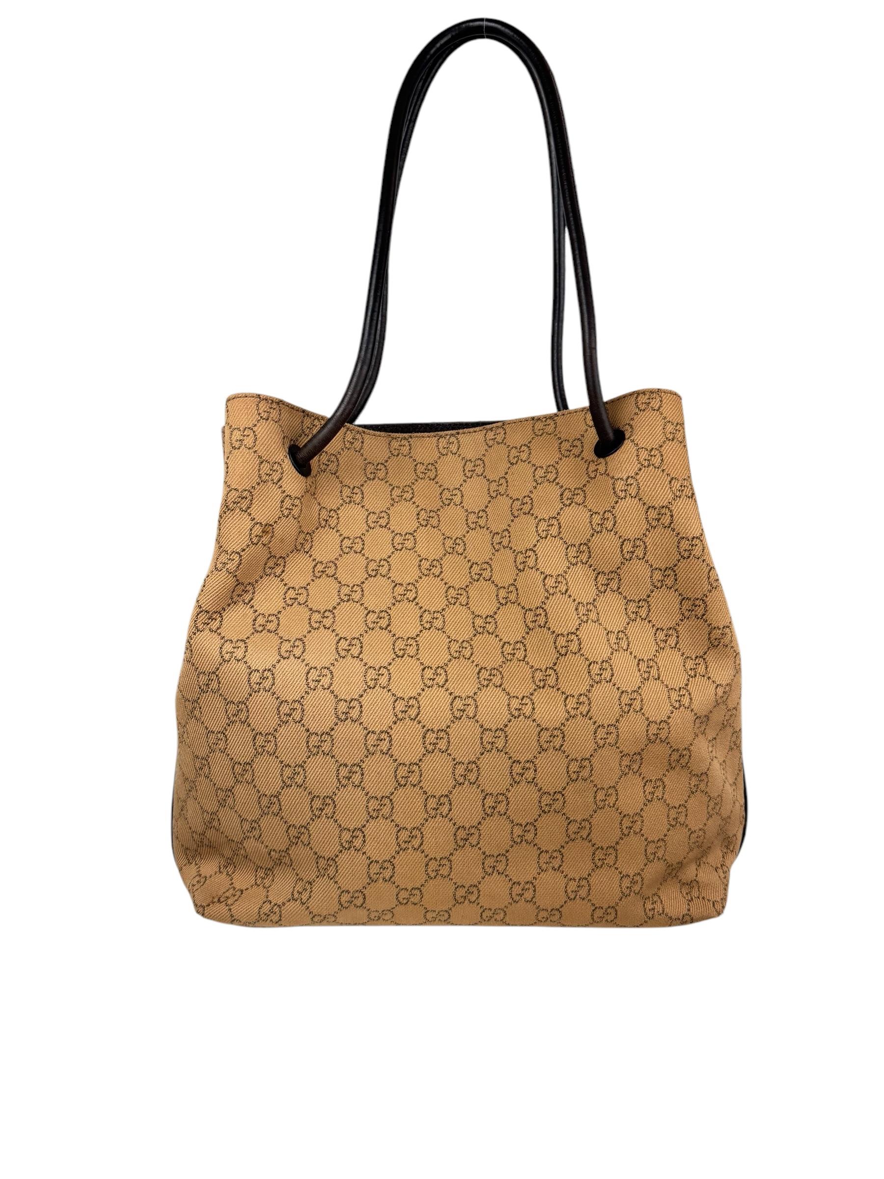 GUCCI GG BROWN CANVAS SHOULDER BAG