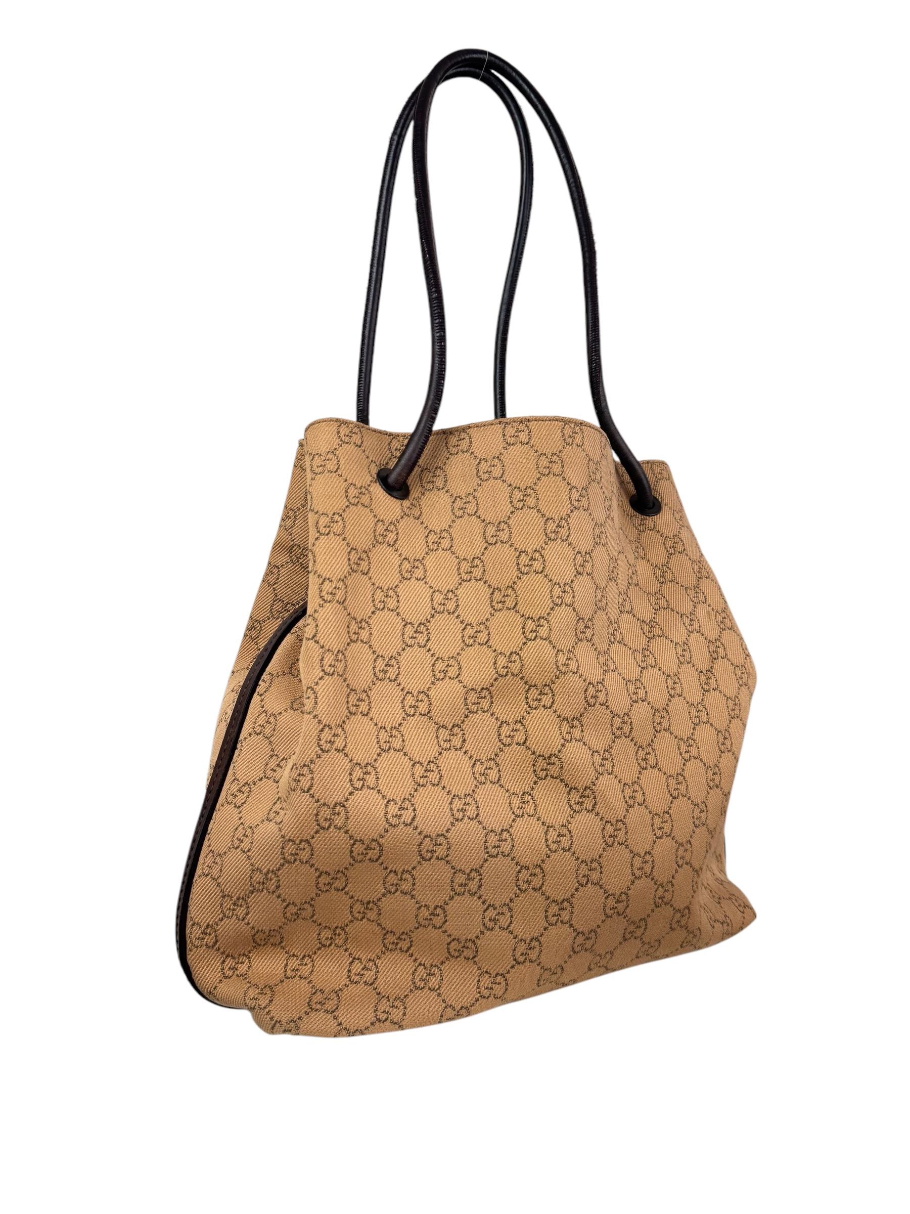 GUCCI GG BROWN CANVAS SHOULDER BAG