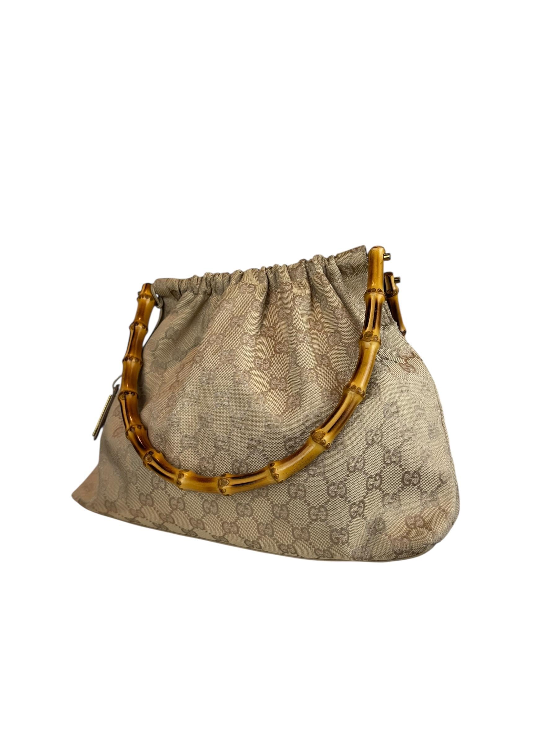 GUCCI GG CANVAS BAMBOO BAG