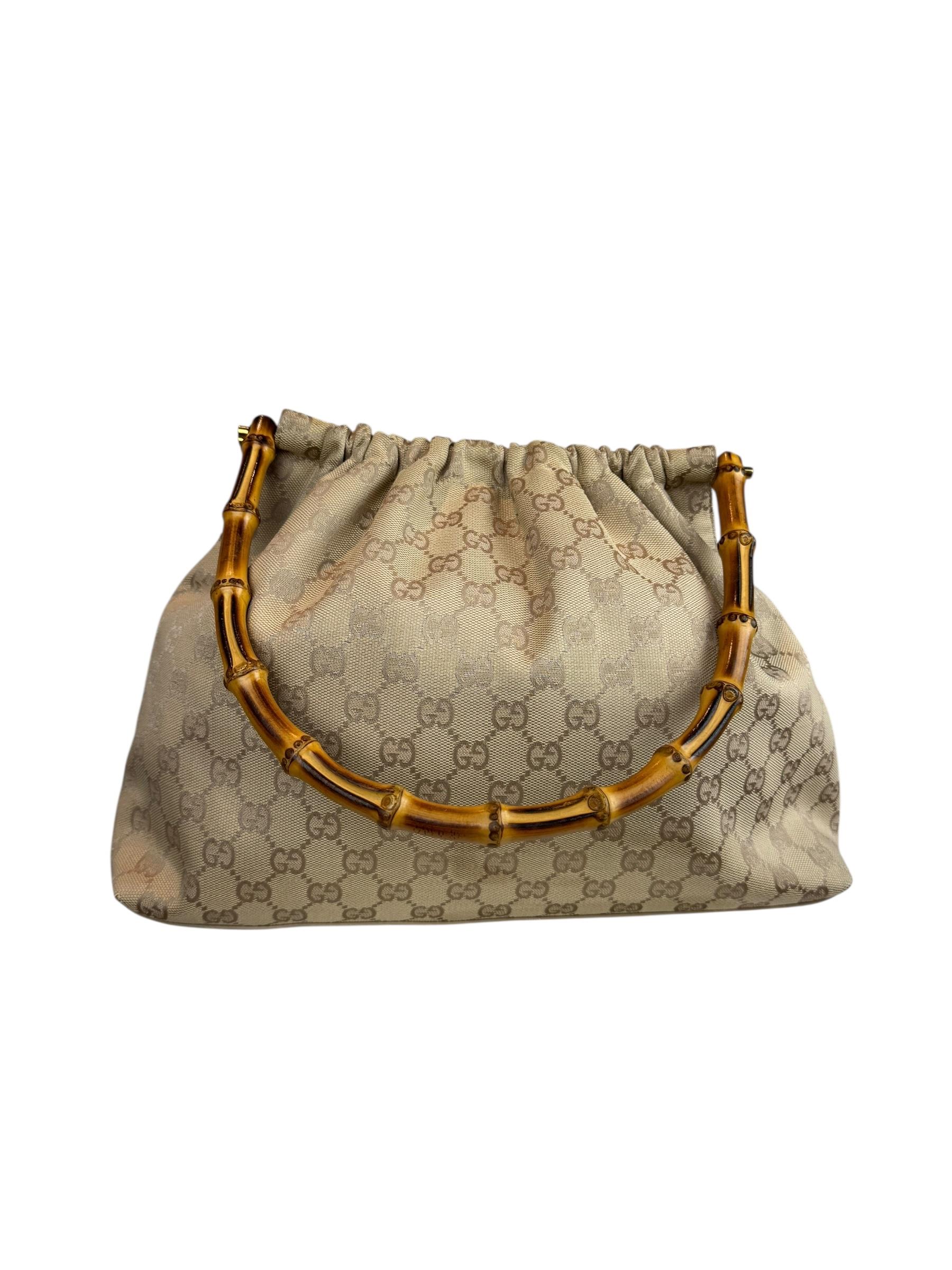 GUCCI GG CANVAS BAMBOO BAG