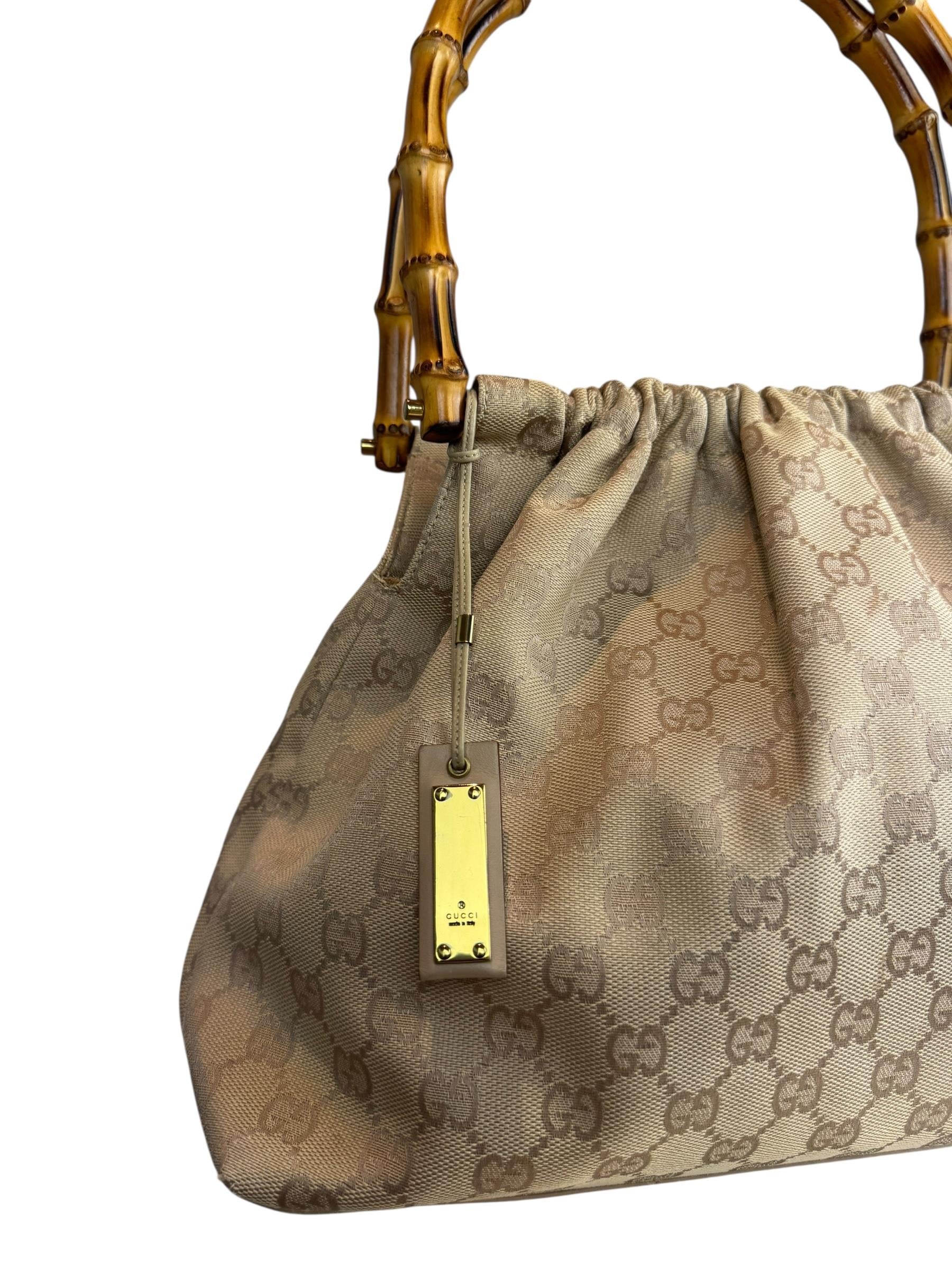GUCCI GG CANVAS BAMBOO BAG
