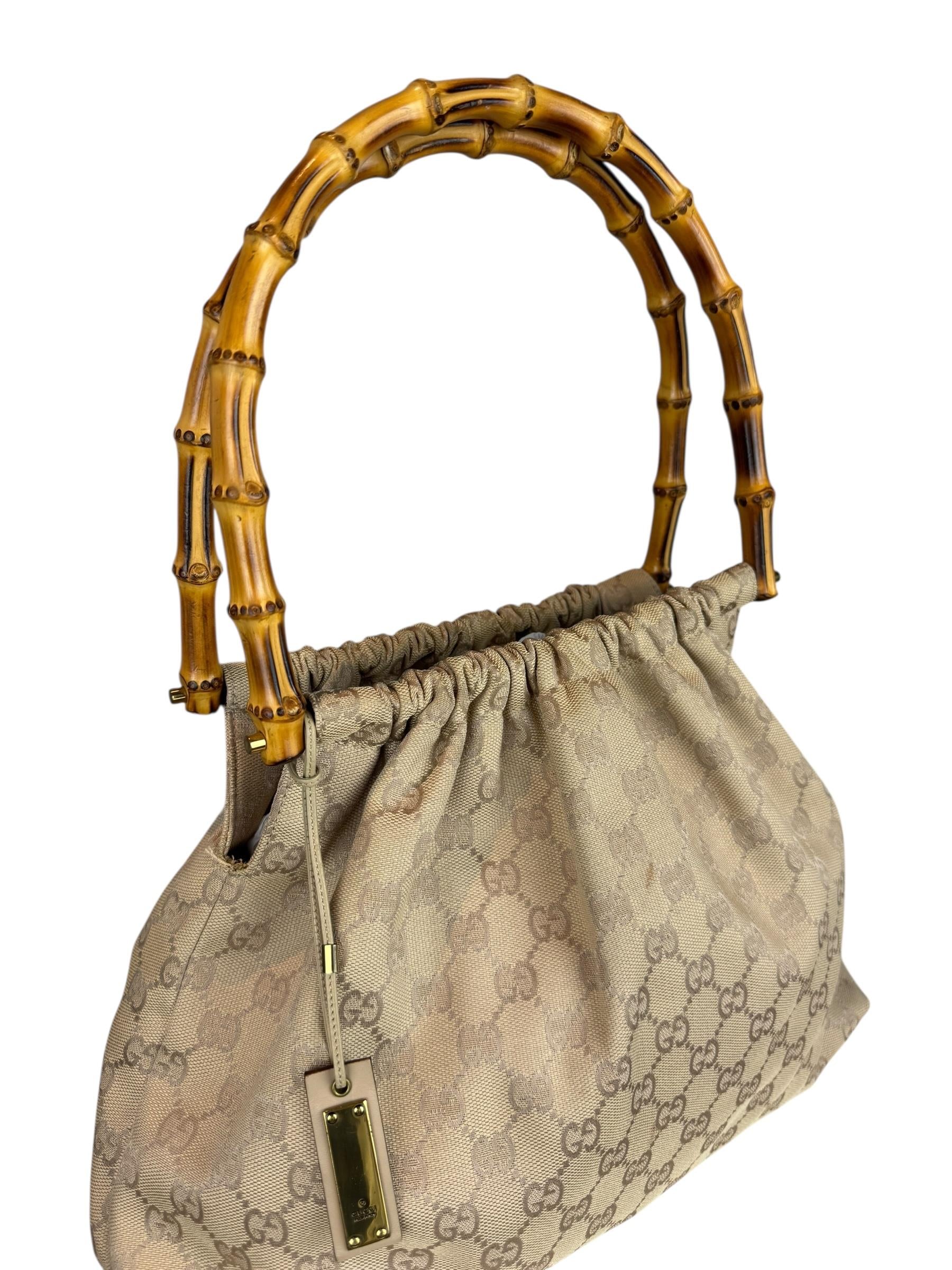 GUCCI GG CANVAS BAMBOO BAG
