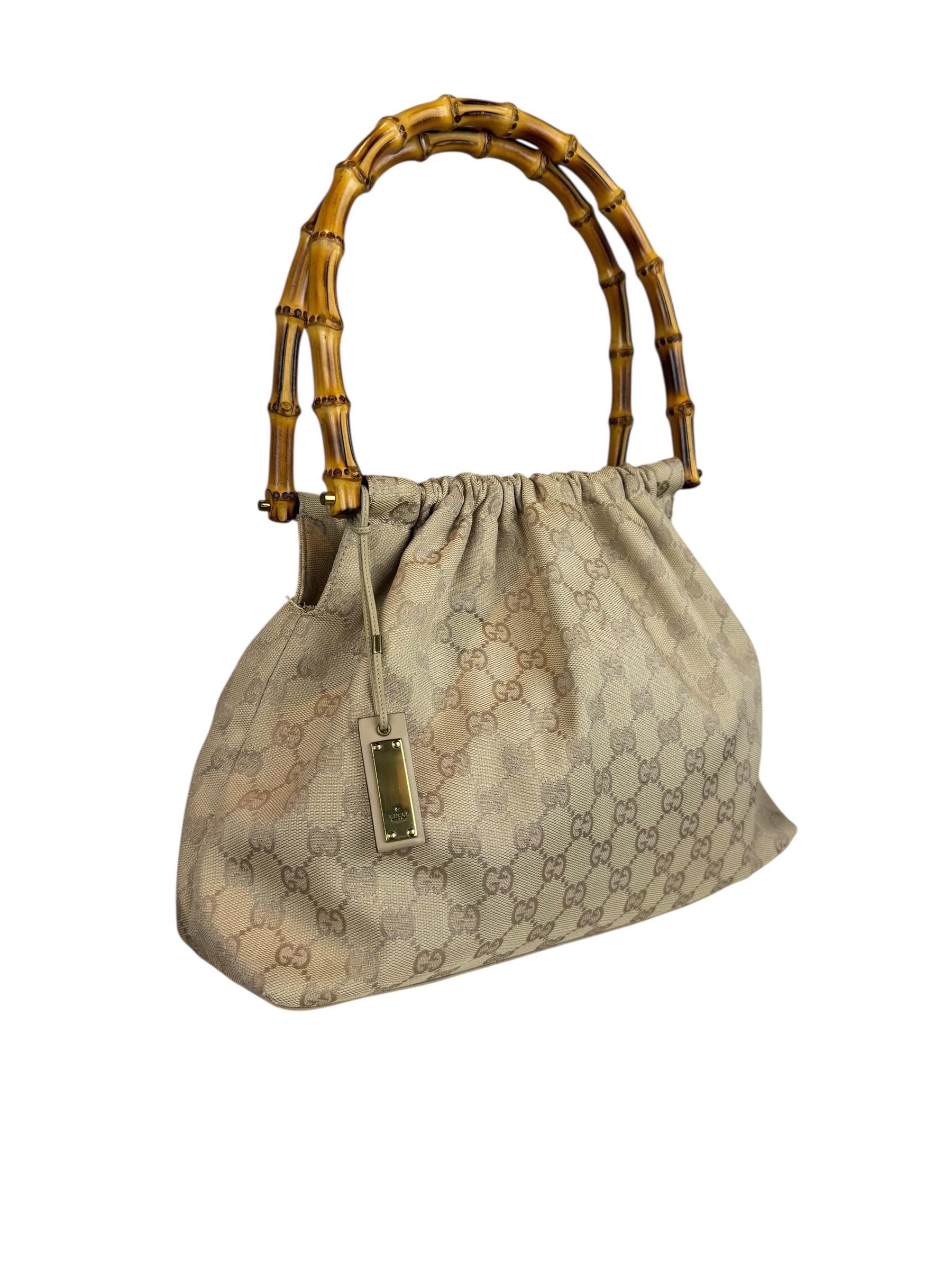 GUCCI GG CANVAS BAMBOO BAG