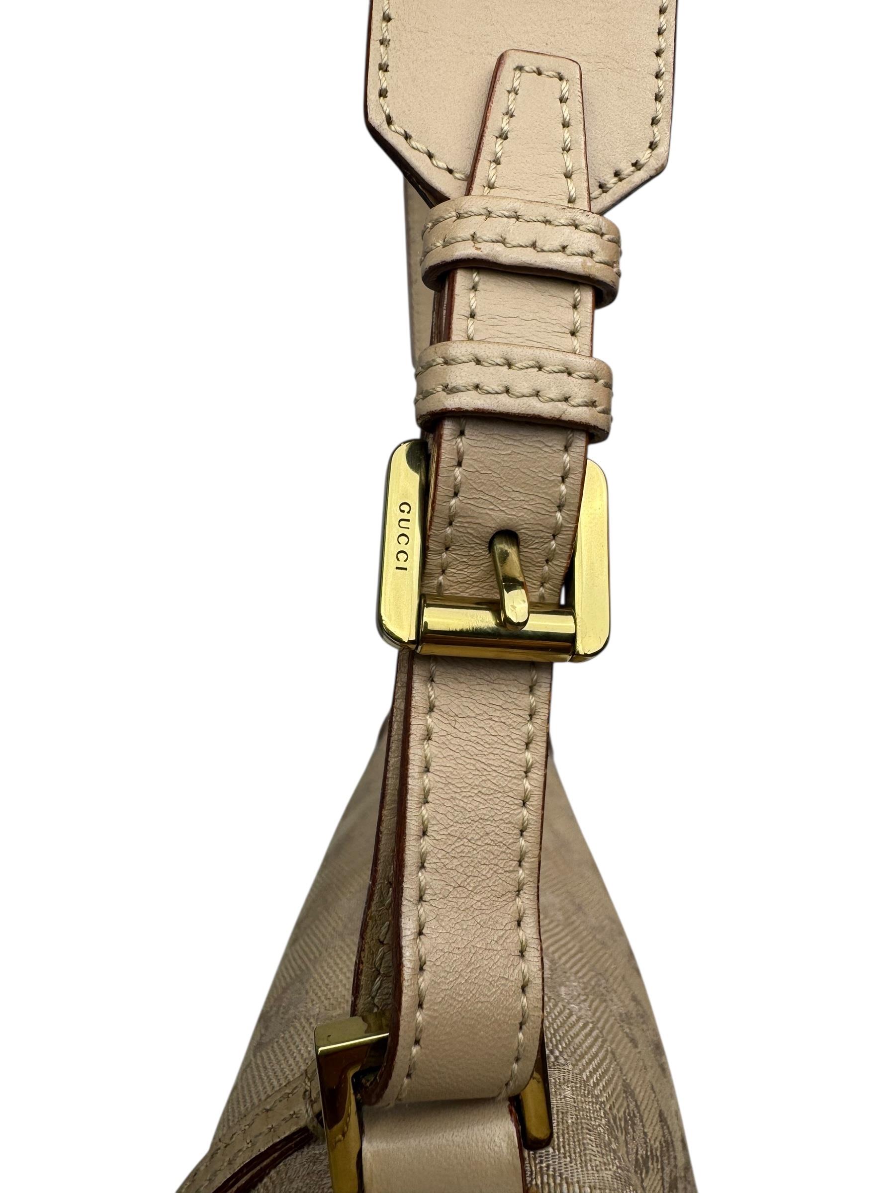 GUCCI GG CANVAS LEATHER SHOULDER BAG