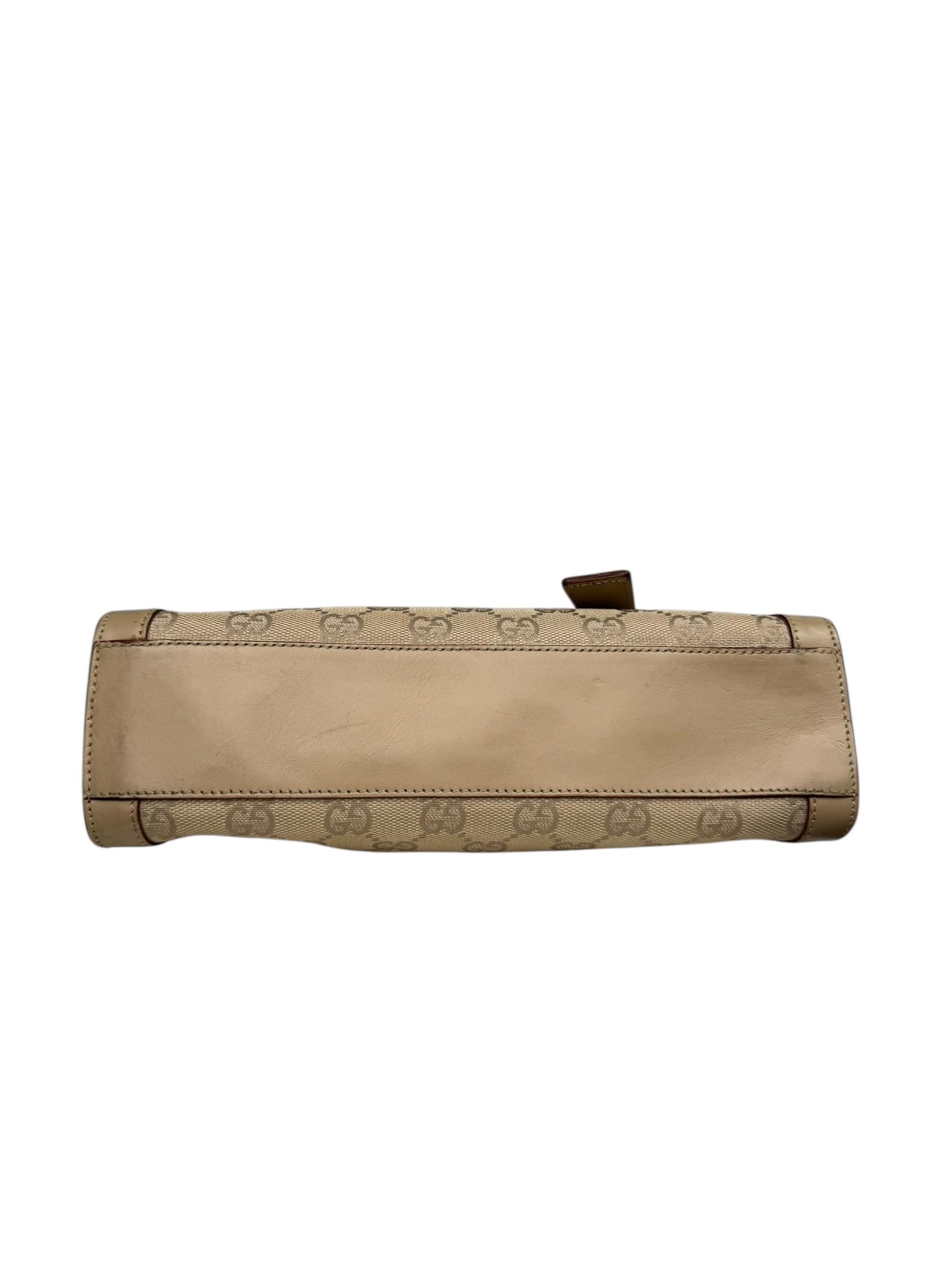 GUCCI GG CANVAS LEATHER SHOULDER BAG