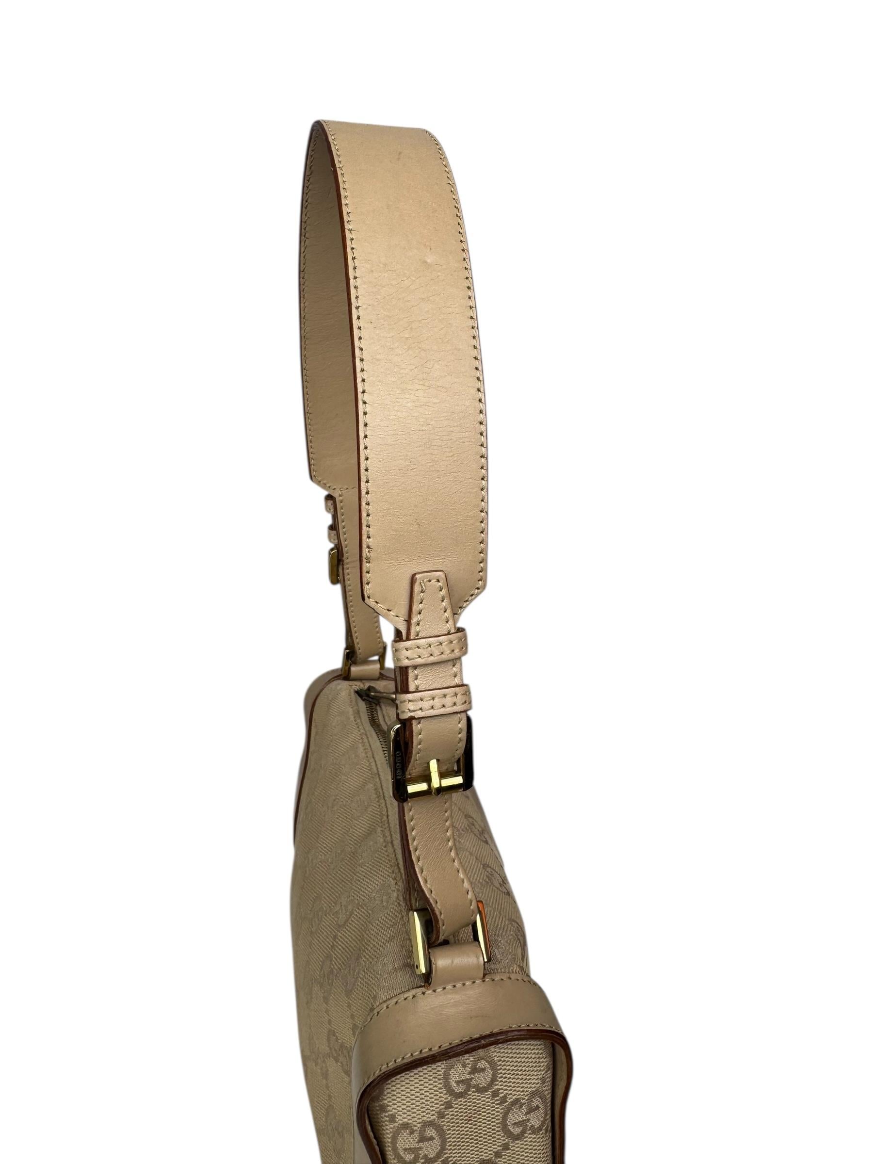 GUCCI GG CANVAS LEATHER SHOULDER BAG