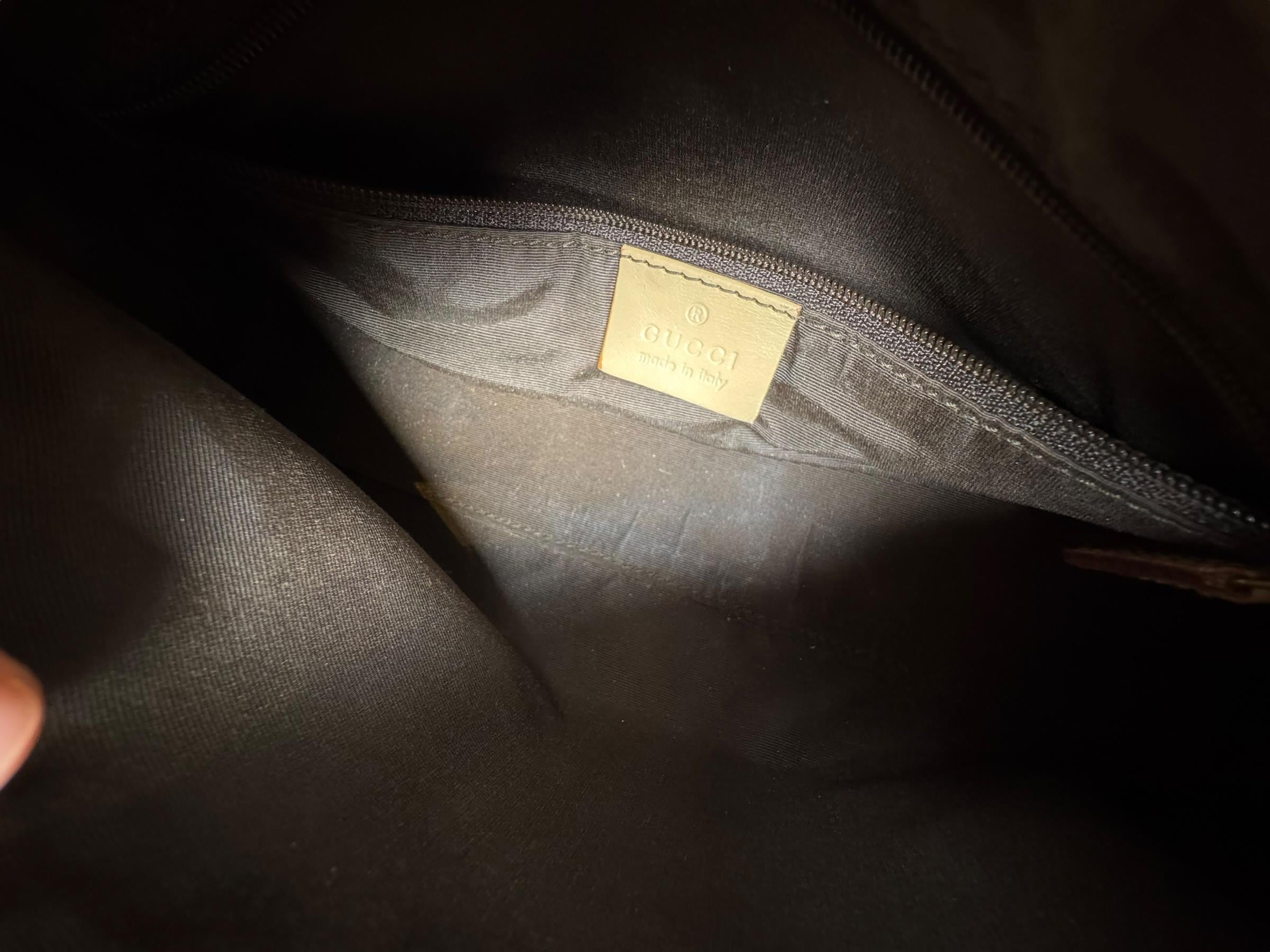 GUCCI GG CANVAS LEATHER SHOULDER BAG