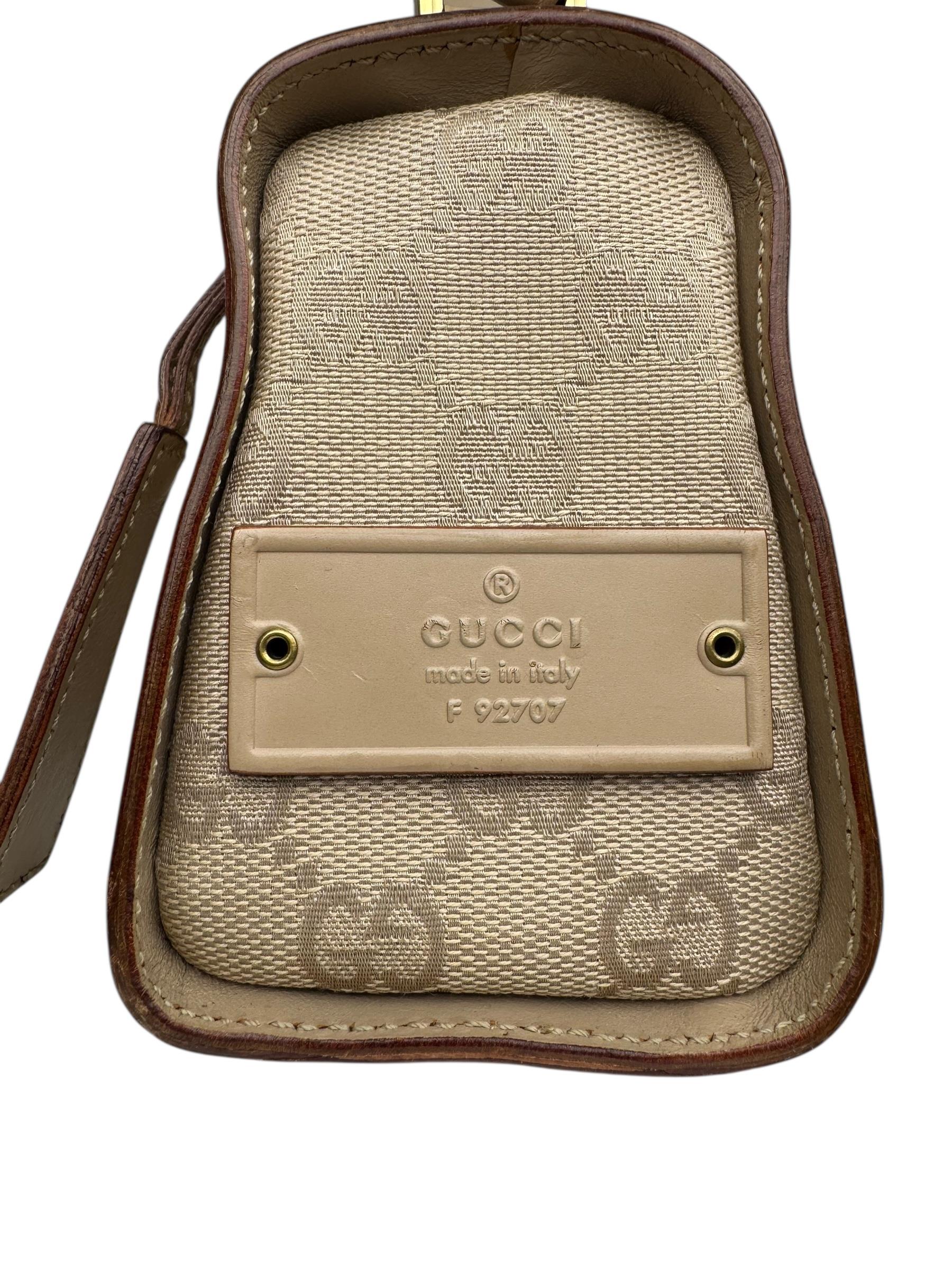 GUCCI GG CANVAS LEATHER SHOULDER BAG