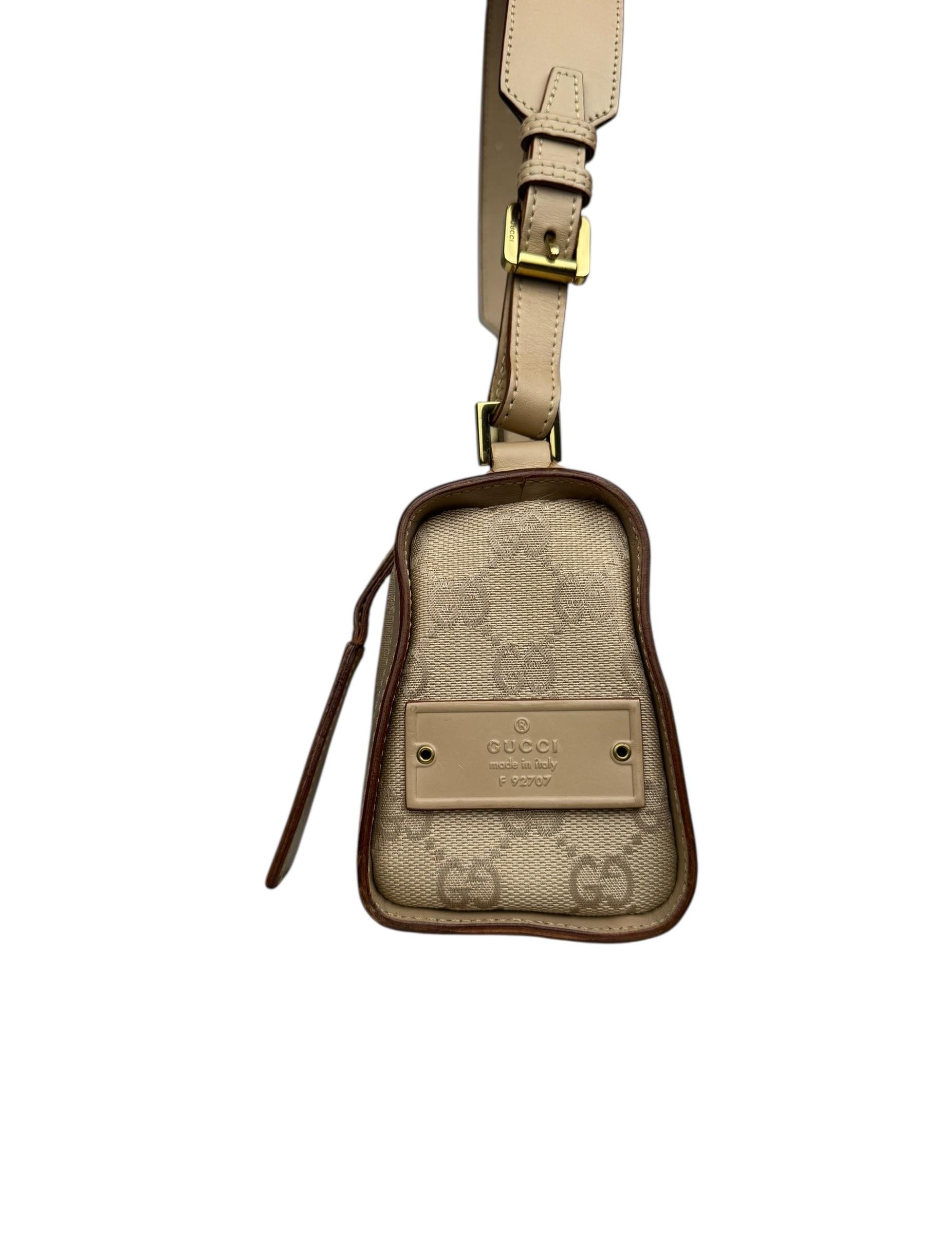 GUCCI GG CANVAS LEATHER SHOULDER BAG