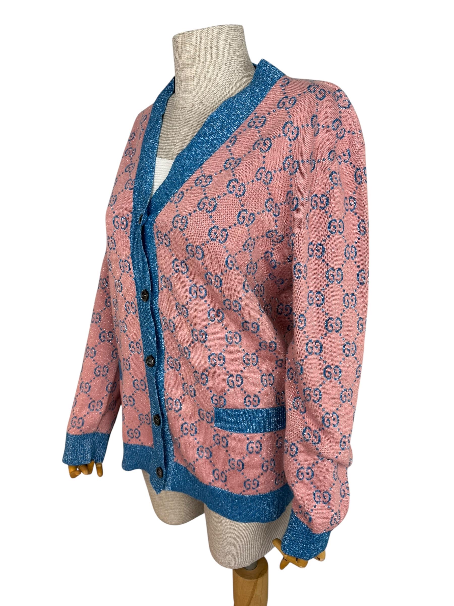 GUCCI GG CANVAS PINK CARDIGAN 