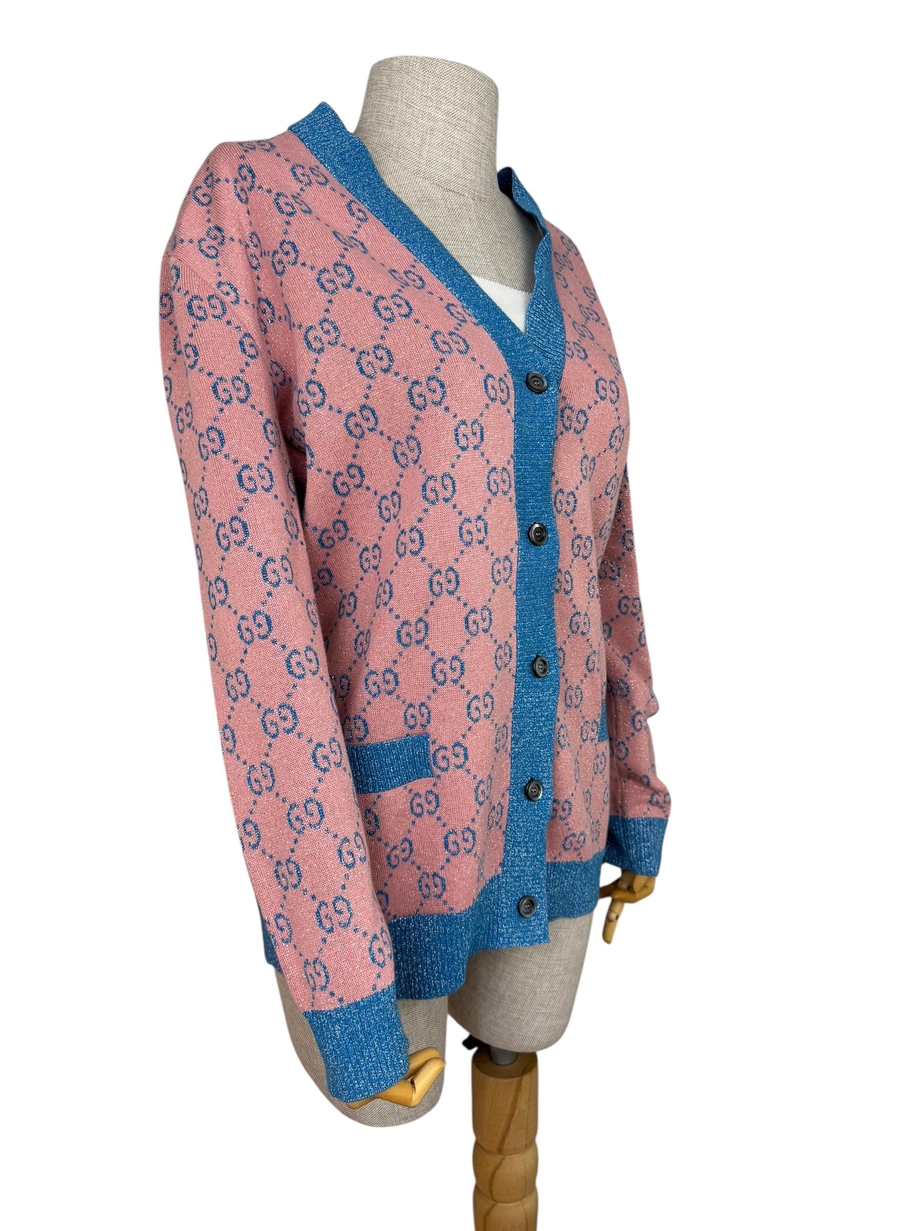 GUCCI GG CANVAS PINK CARDIGAN 