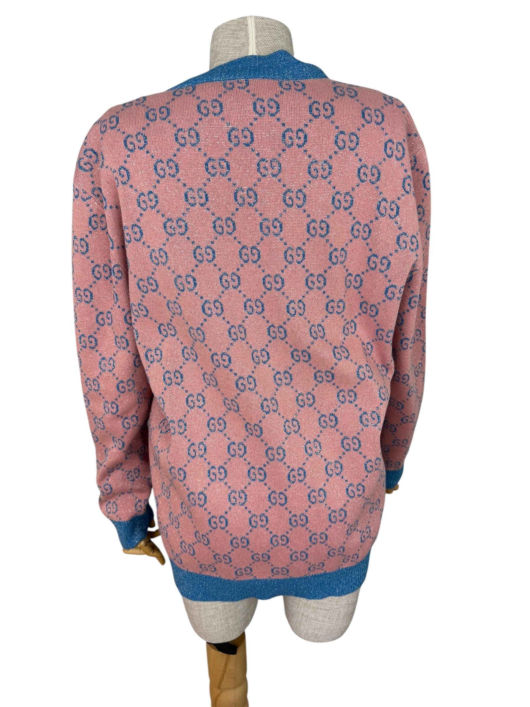 GUCCI GG CANVAS PINK CARDIGAN 