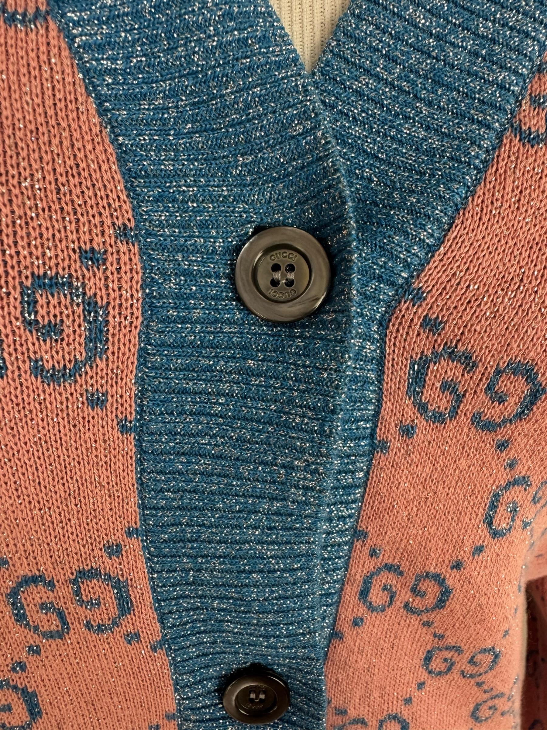 GUCCI GG CANVAS PINK CARDIGAN 