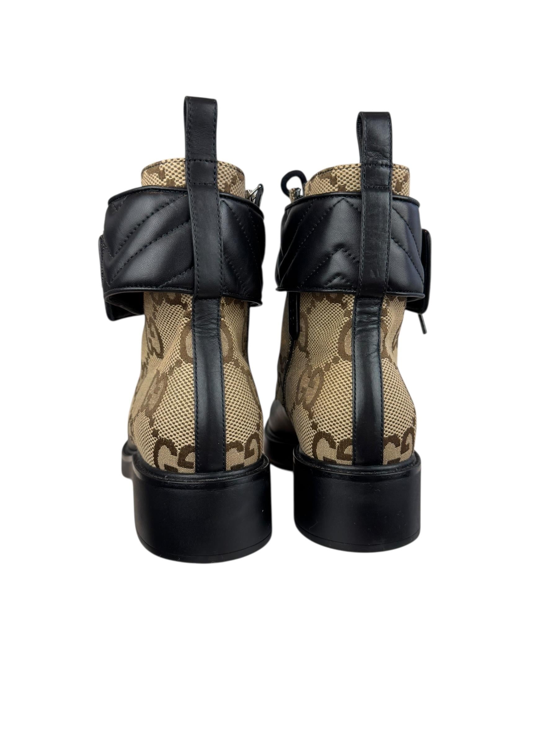 GUCCI GG LOGO PRINT COMBAT BOOTS