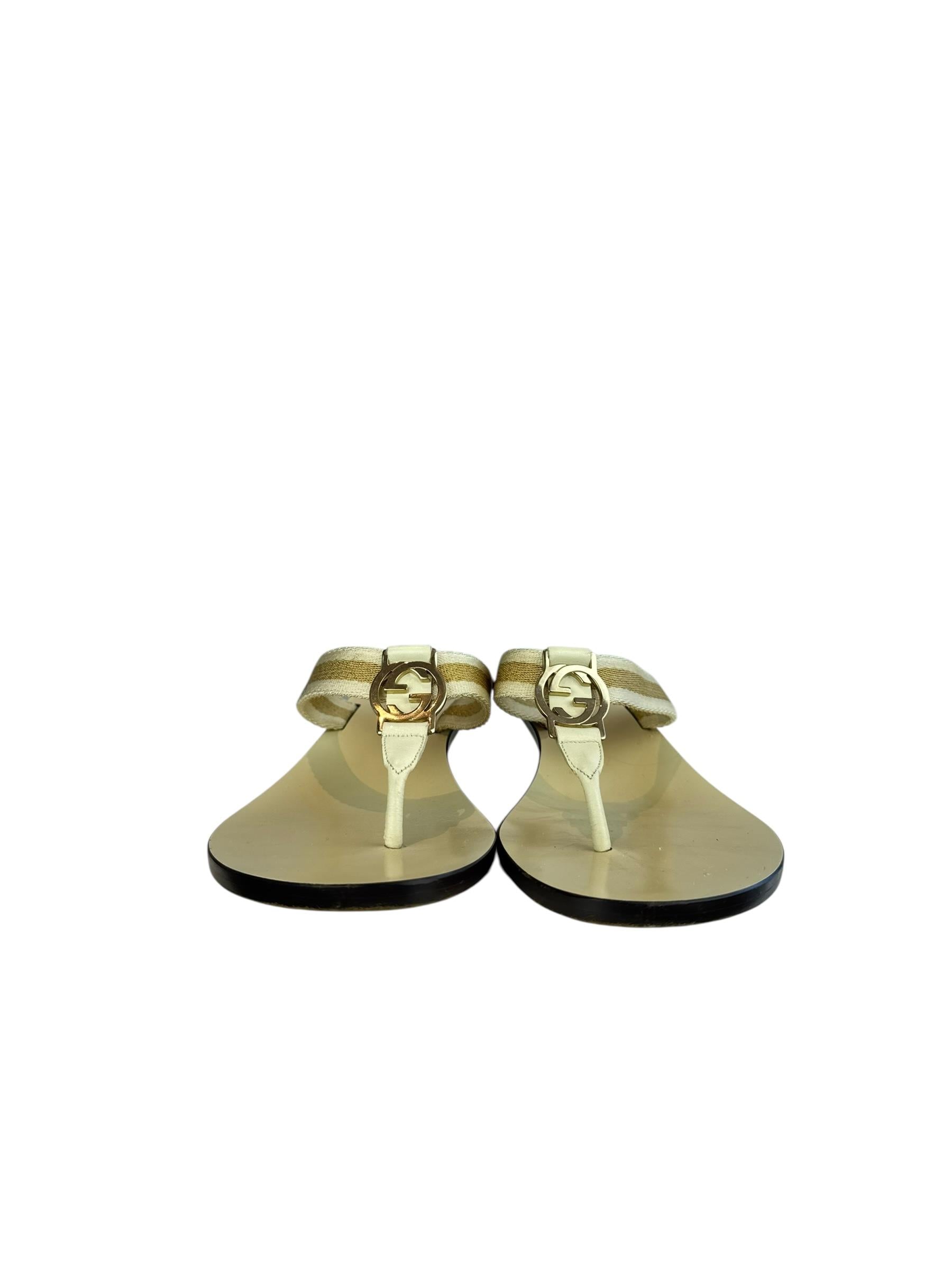 GUCCI IVORY GG KITTEN HEEL SANDALS