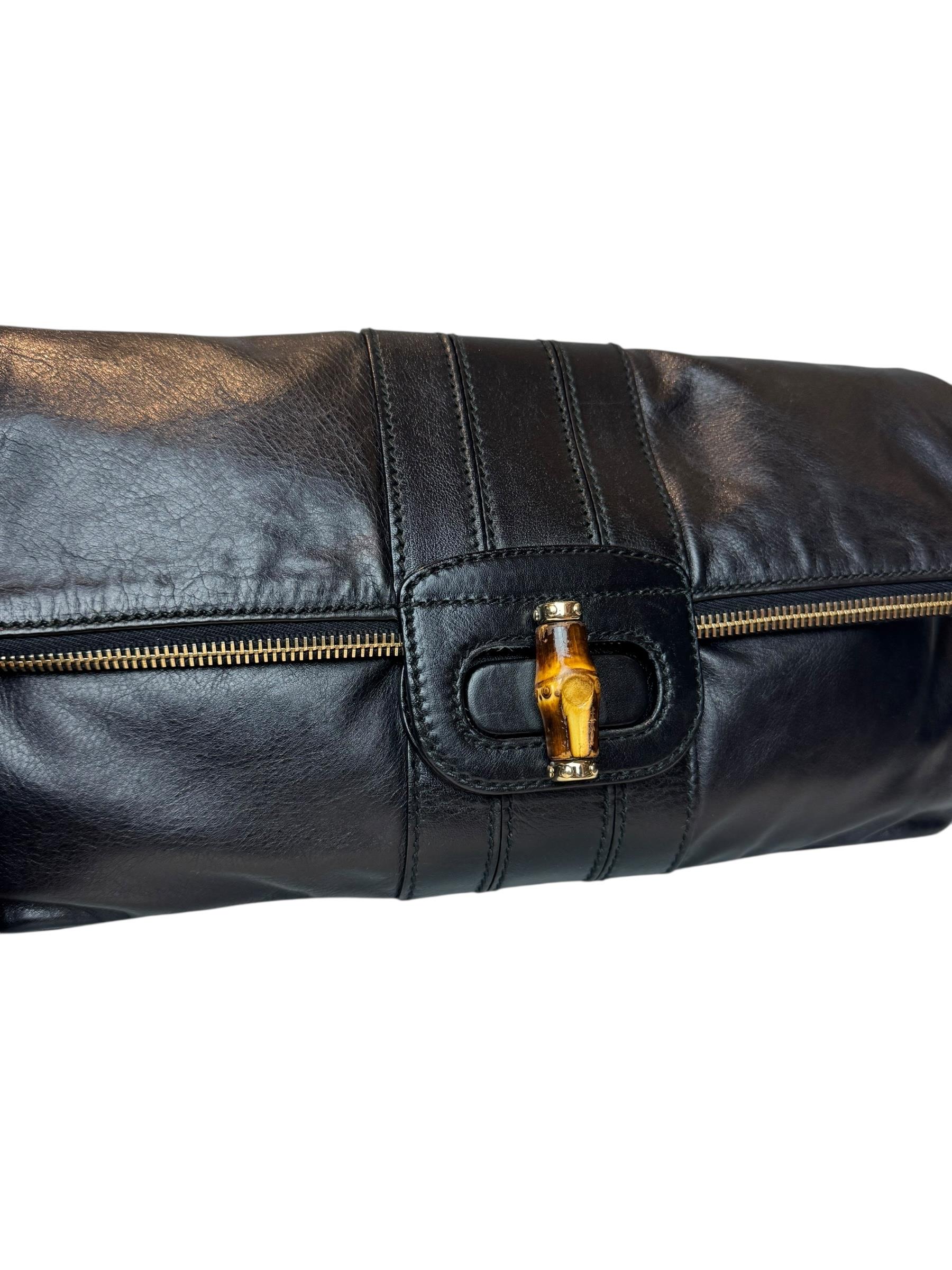 GUCCI LEATHER BAMBOO CLUCTH BAG