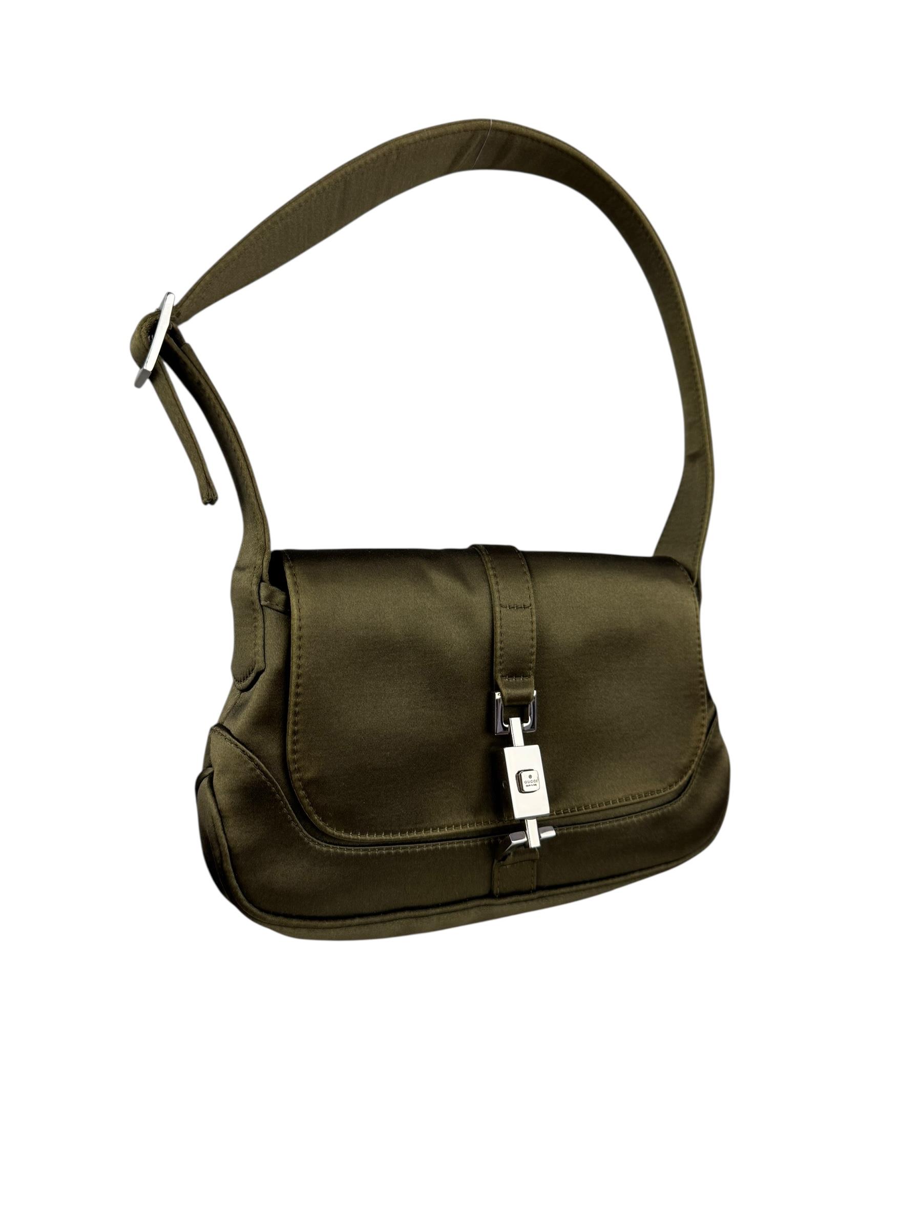 GUCCI MINI KHAKI SATIN BAG