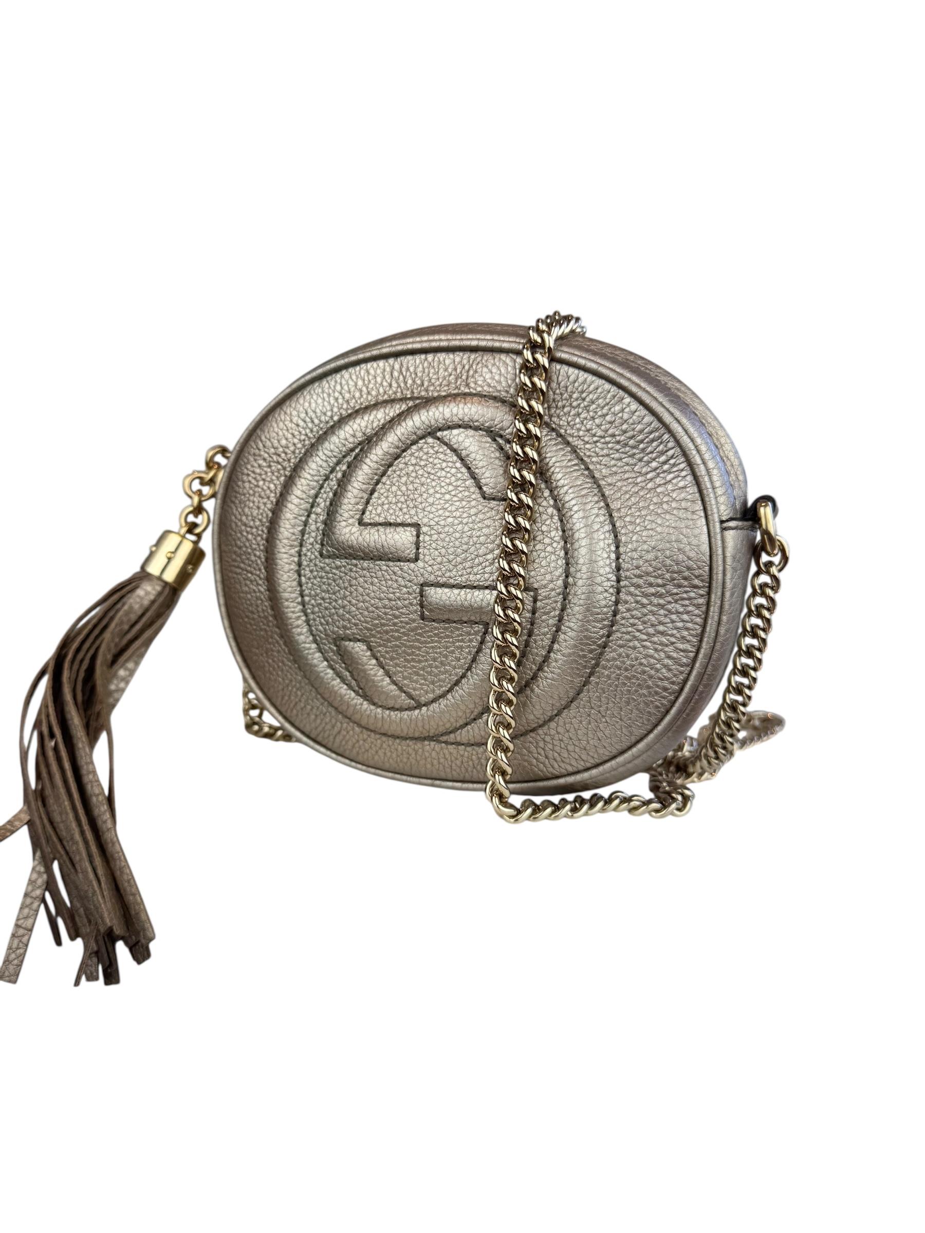 GUCCI MINI LEATHER SOHO CHAIN BAG
