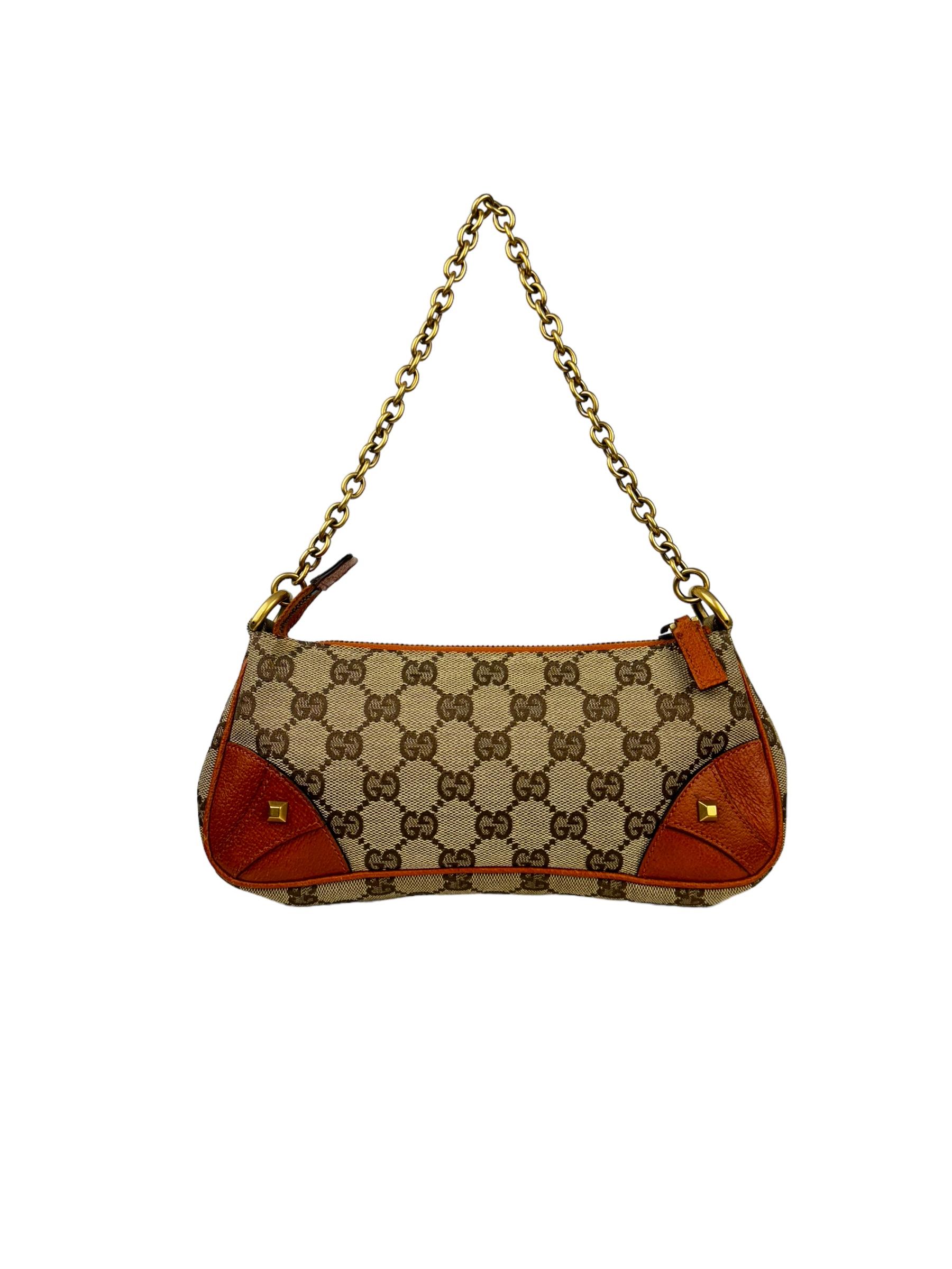 GUCCI MONOGRAM HORBESIT NAIL CHAIN POCHETTE 