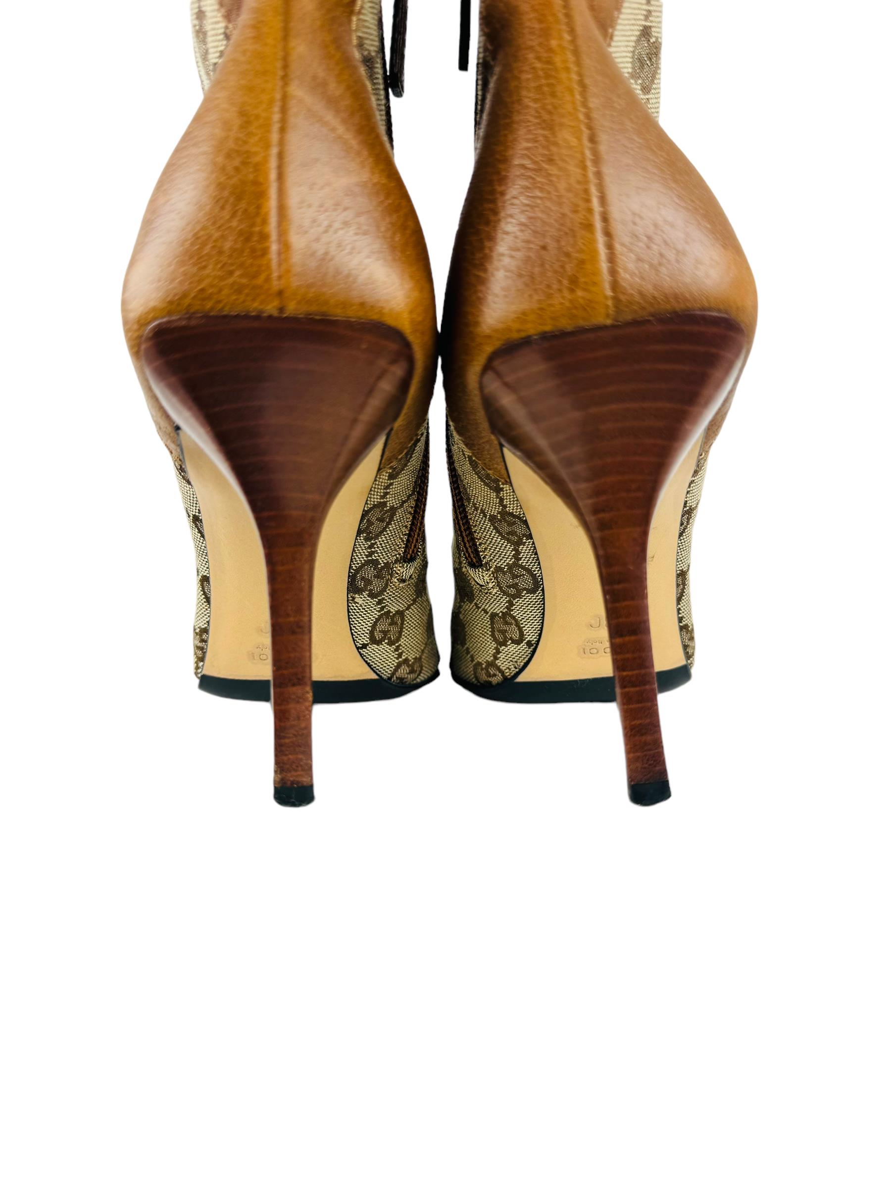 GUCCI MONOGRAM LEATHER BOOTIES