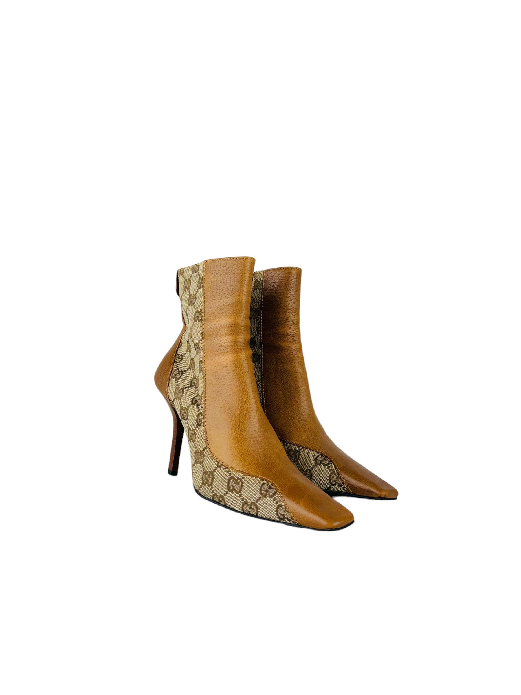 GUCCI MONOGRAM LEATHER BOOTIES