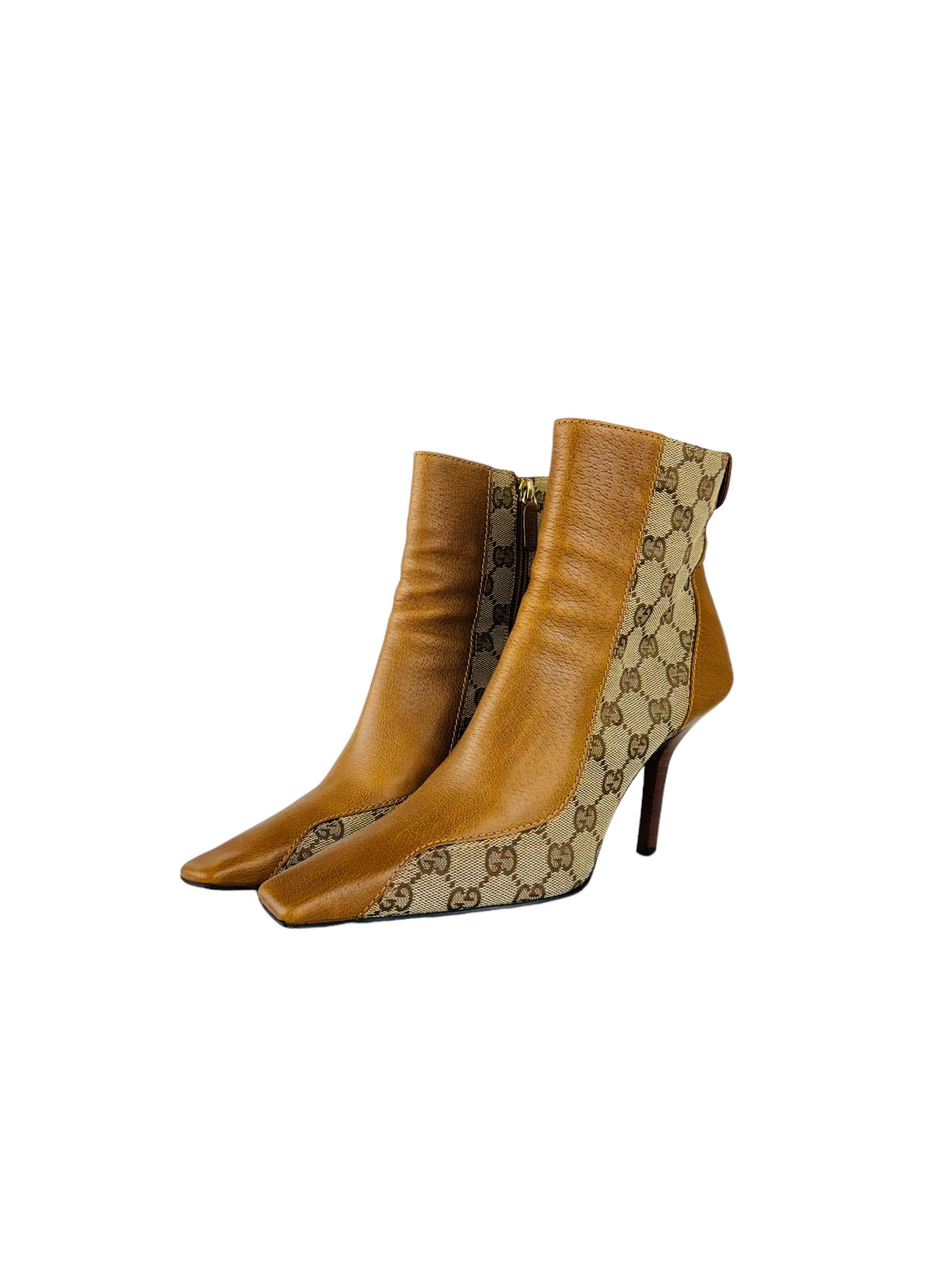 GUCCI MONOGRAM LEATHER BOOTIES