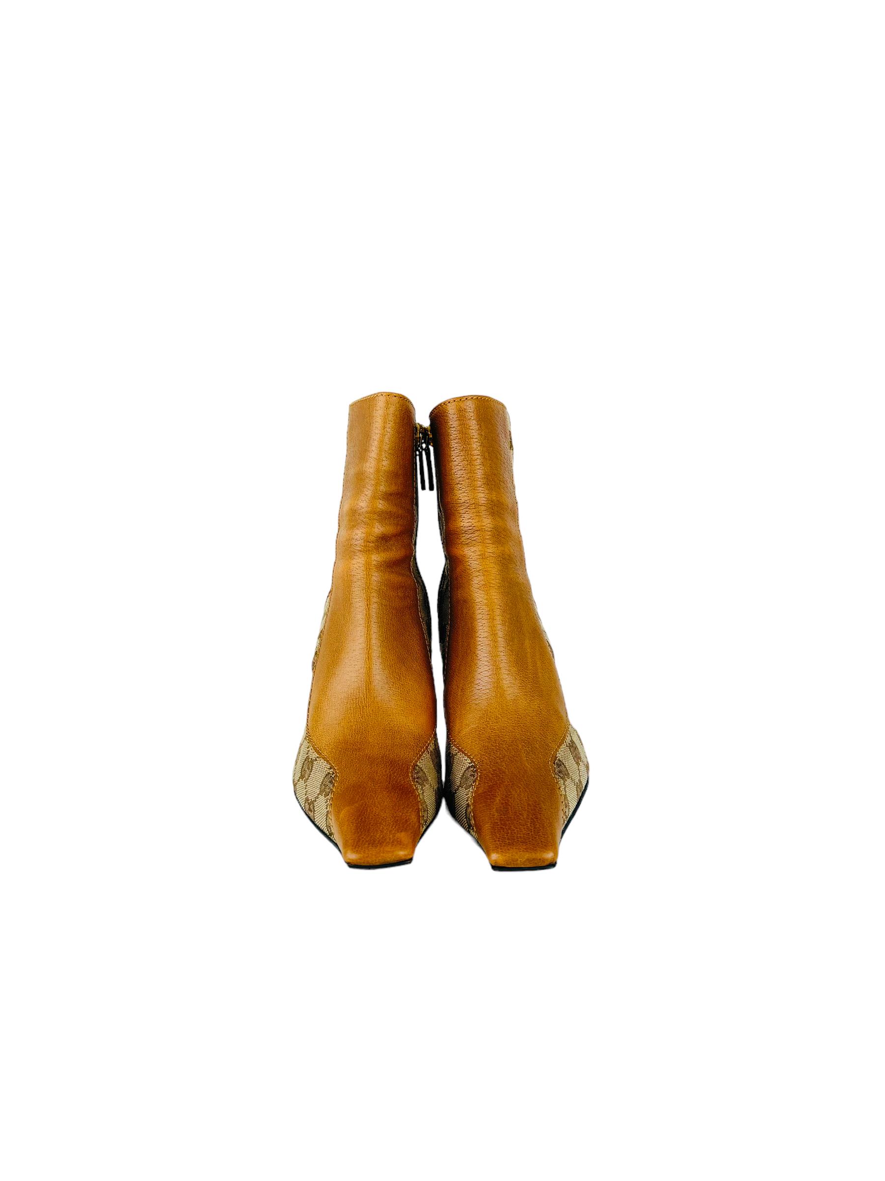 GUCCI MONOGRAM LEATHER BOOTIES