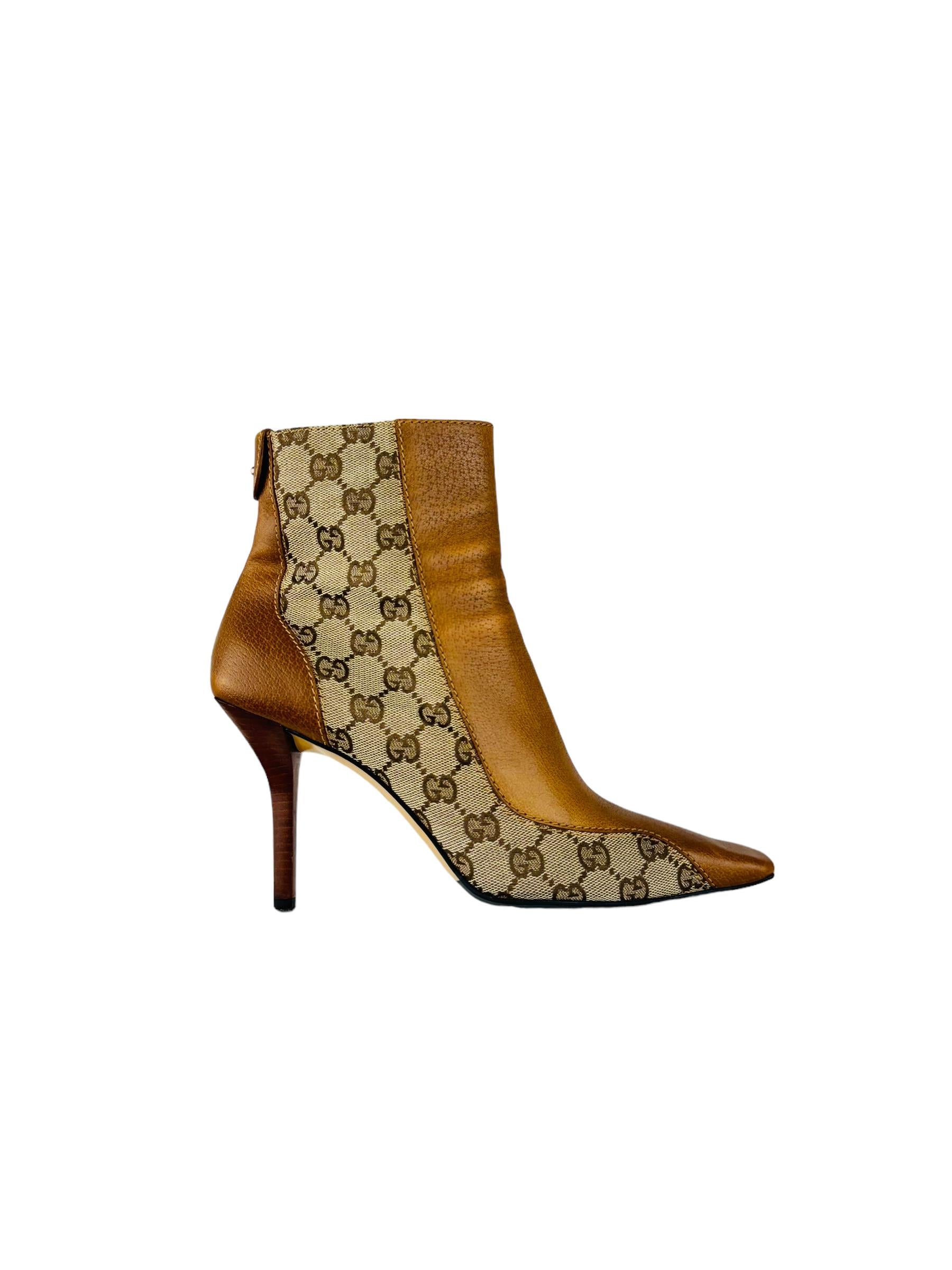 GUCCI MONOGRAM LEATHER BOOTIES