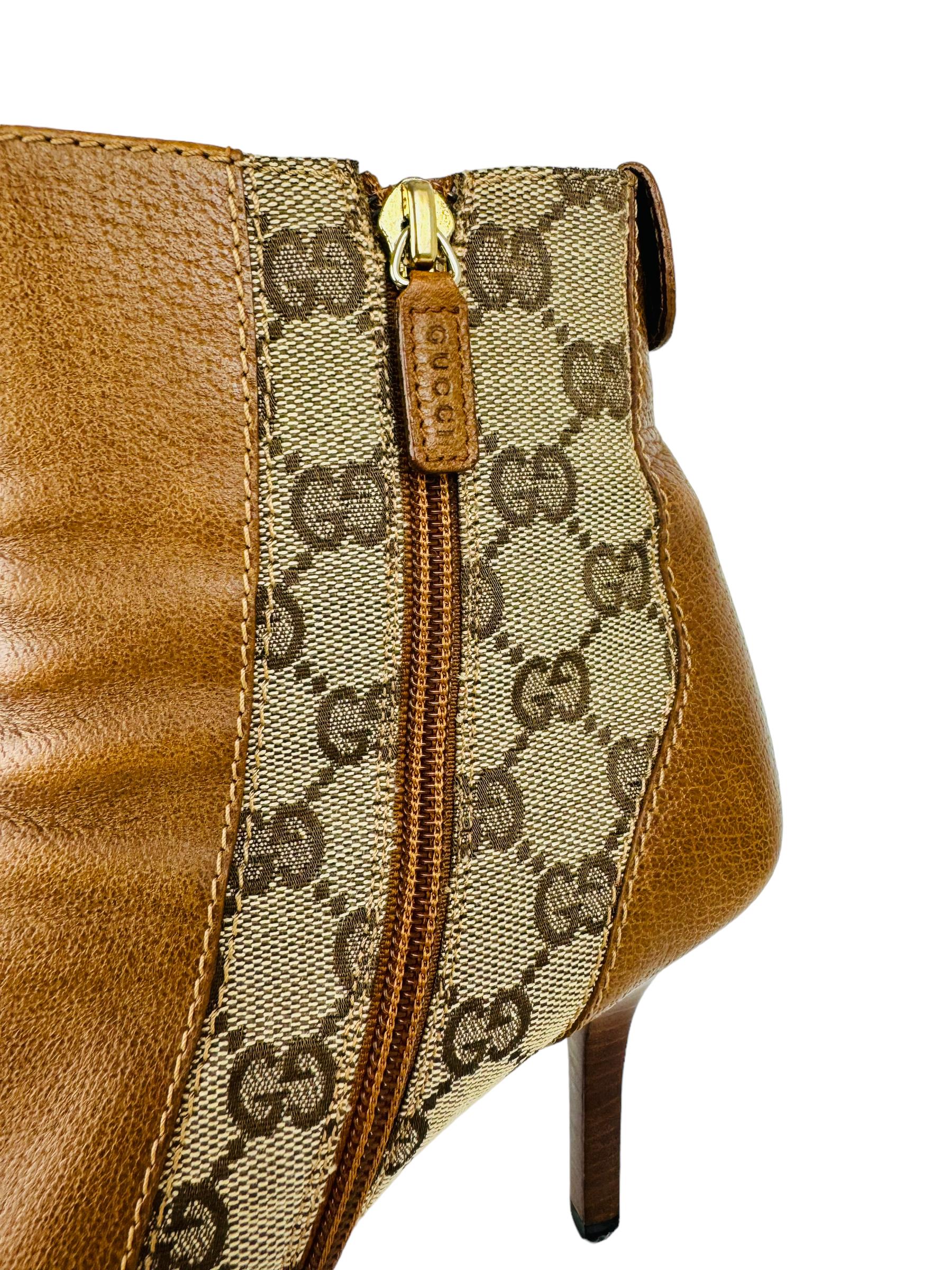 GUCCI MONOGRAM LEATHER BOOTIES