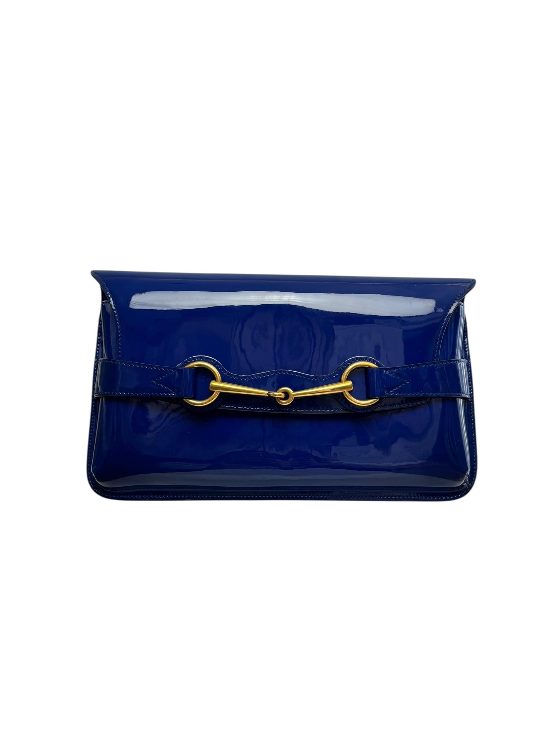 GUCCI NAVYHORSEBIT CLUTCH BAG