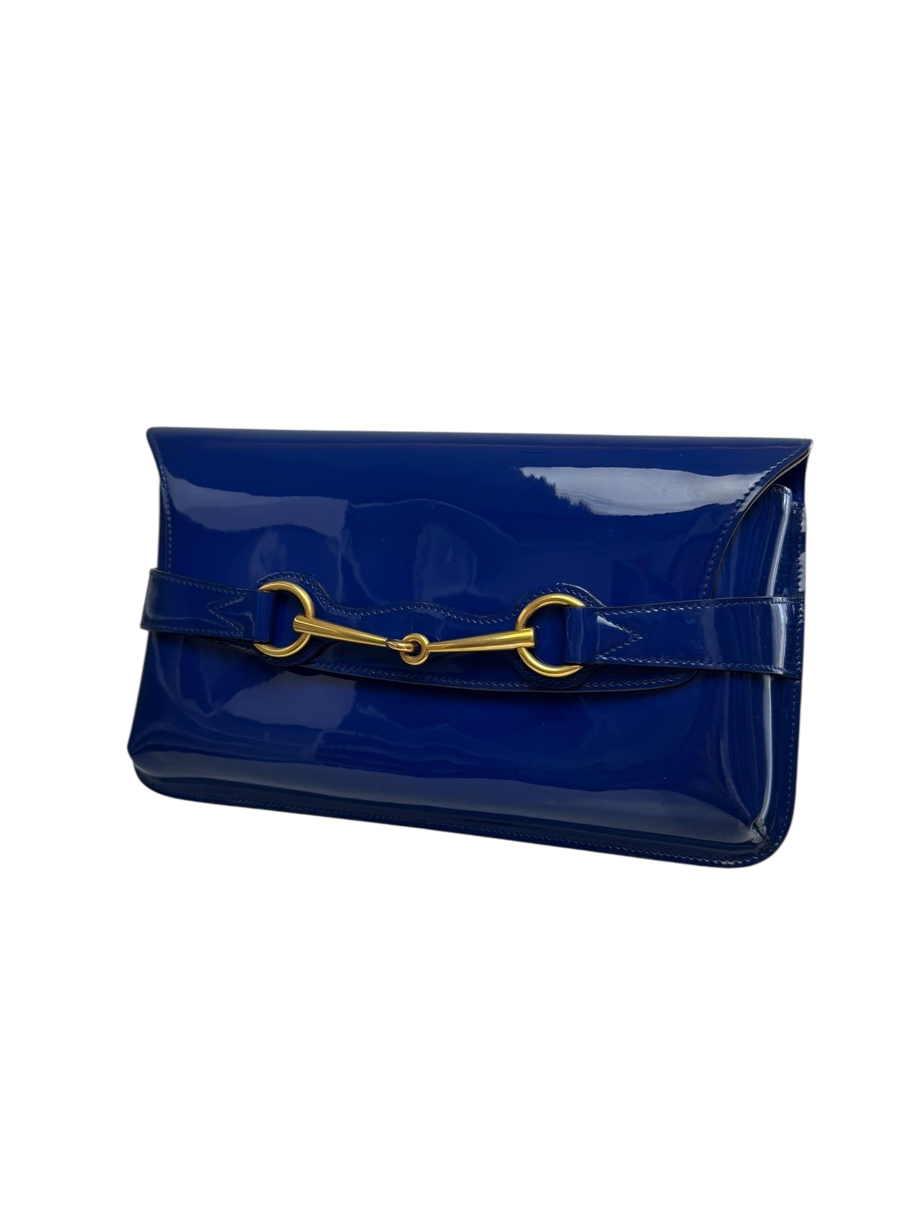 GUCCI NAVYHORSEBIT CLUTCH BAG