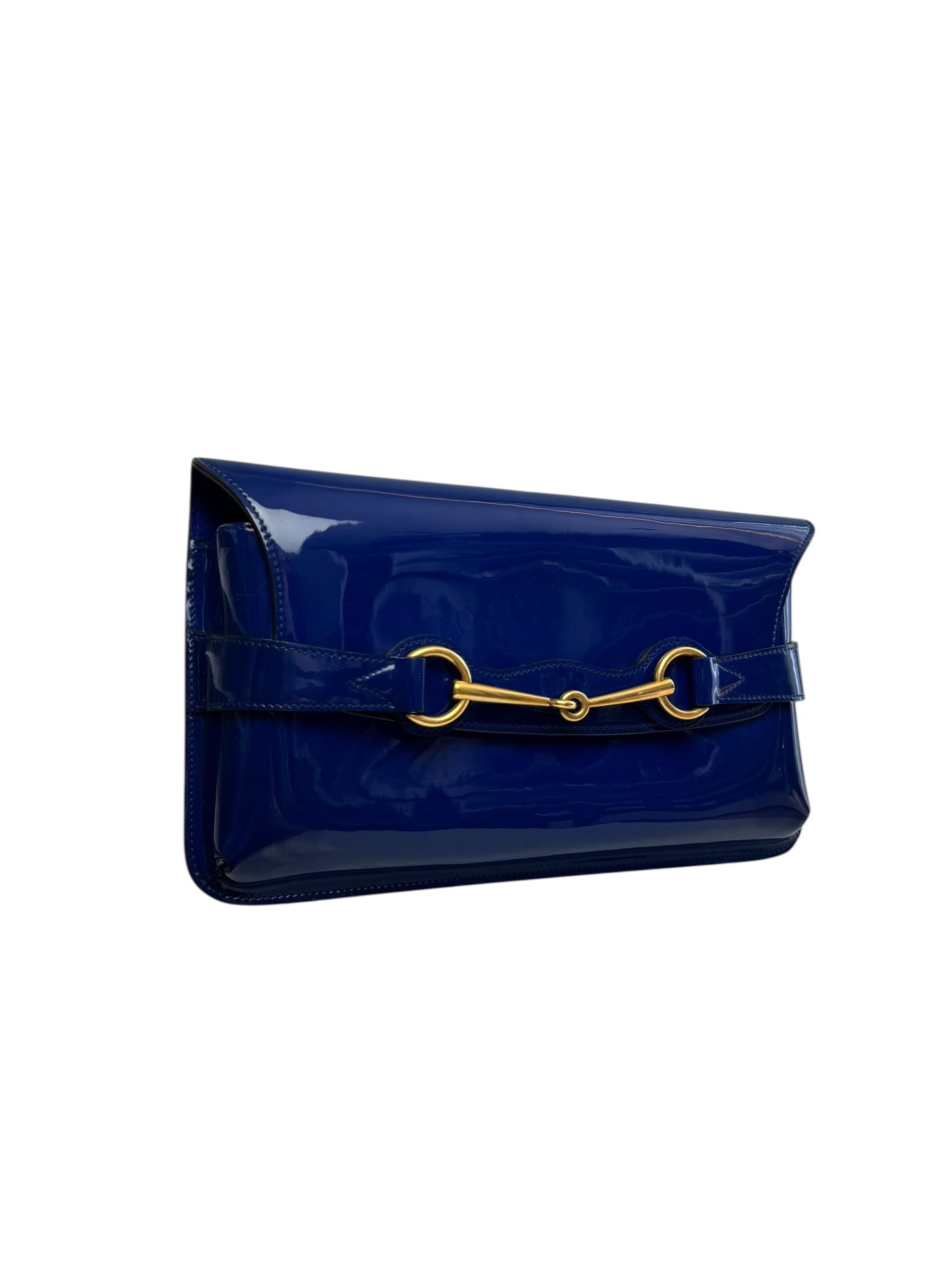 GUCCI NAVYHORSEBIT CLUTCH BAG