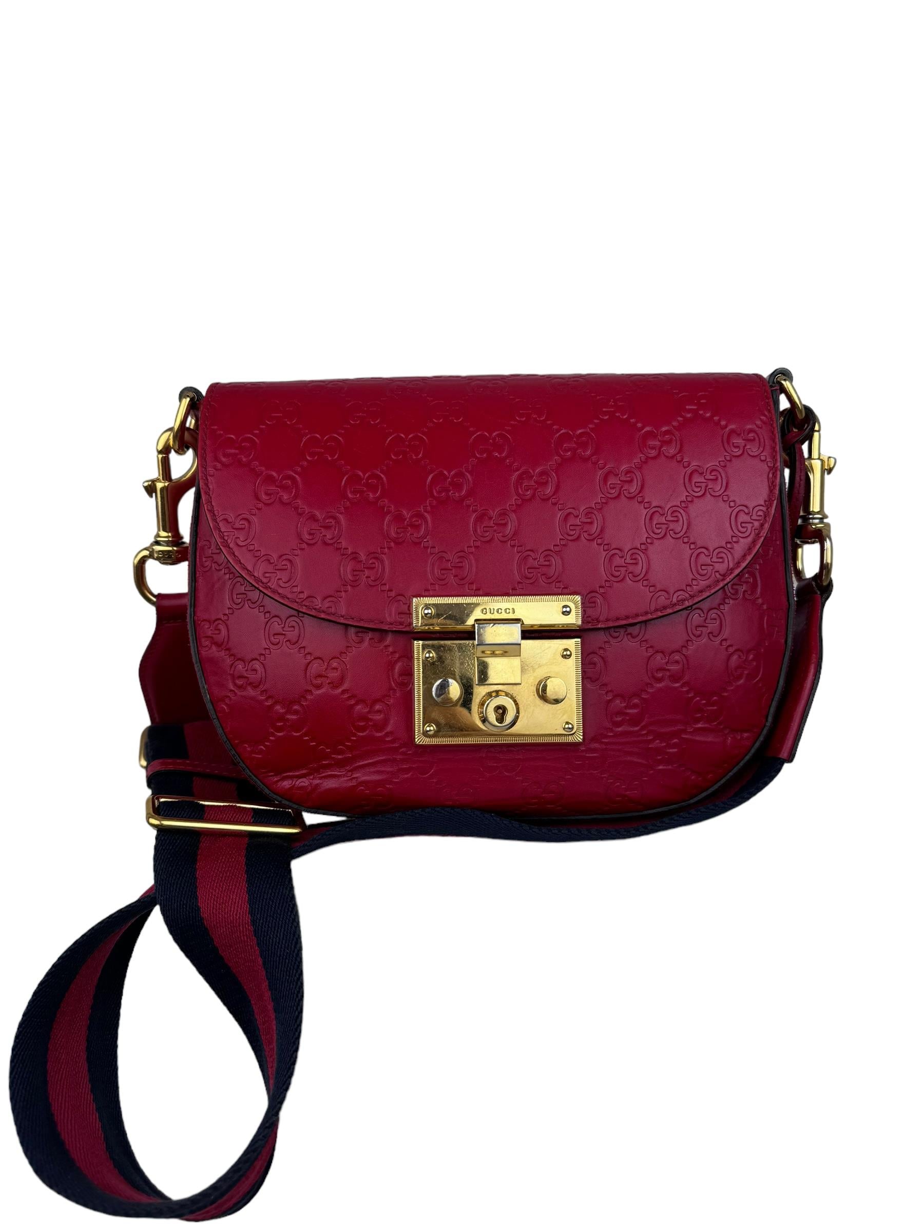 GUCCI RED PADLOCK GUCCISIMA MESSENGER BAG