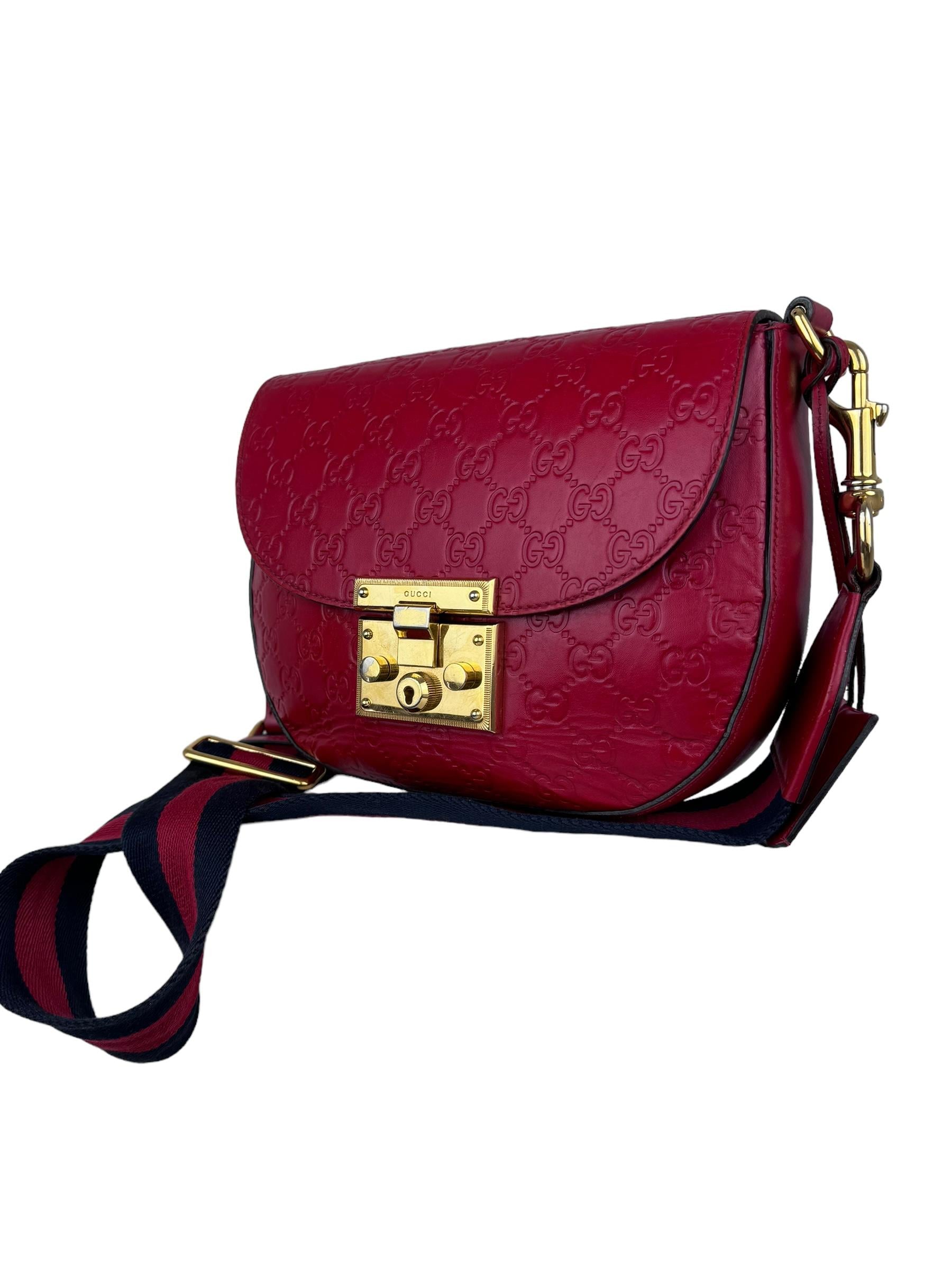 GUCCI RED PADLOCK GUCCISIMA MESSENGER BAG
