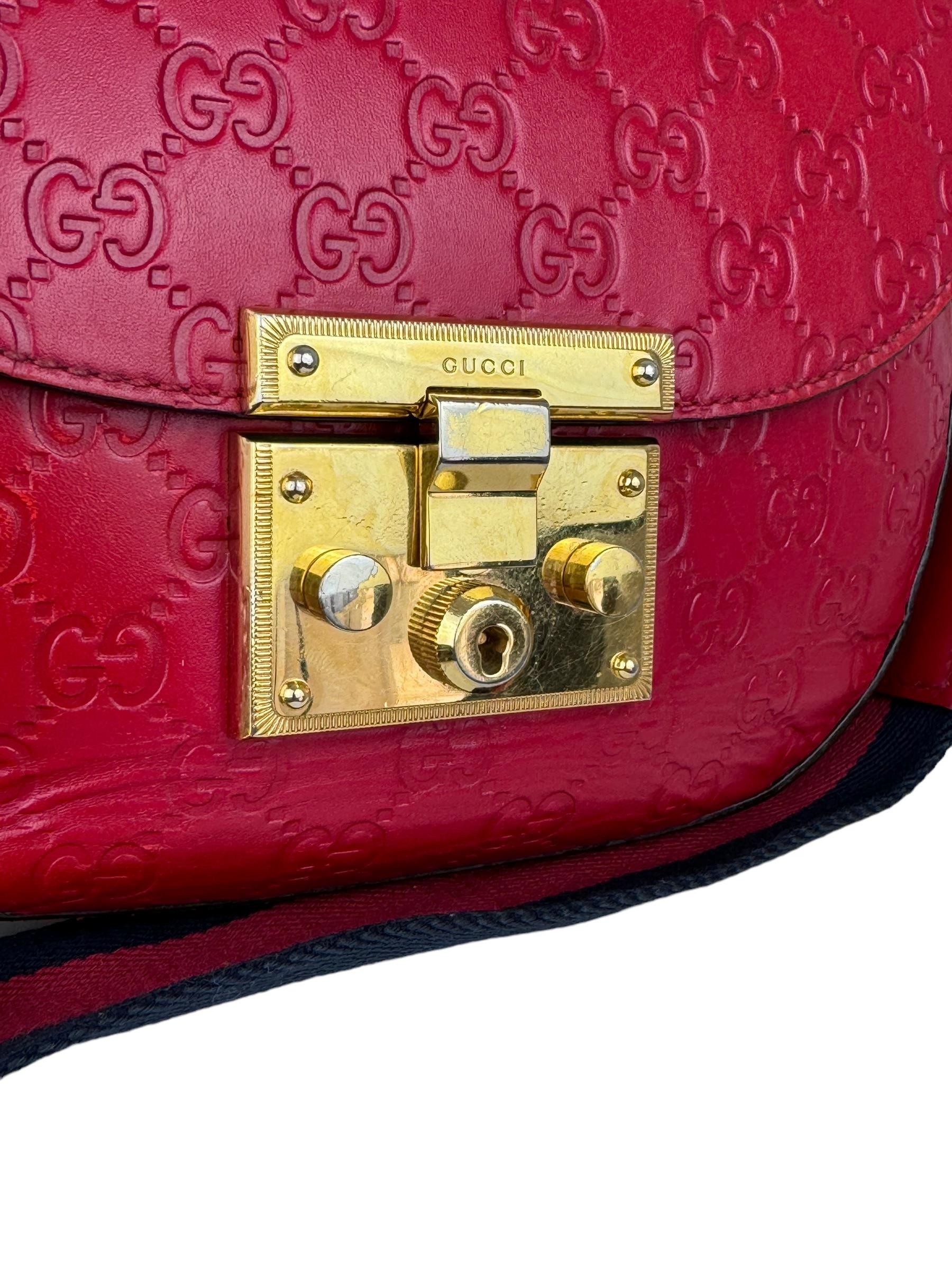 GUCCI RED PADLOCK GUCCISIMA MESSENGER BAG