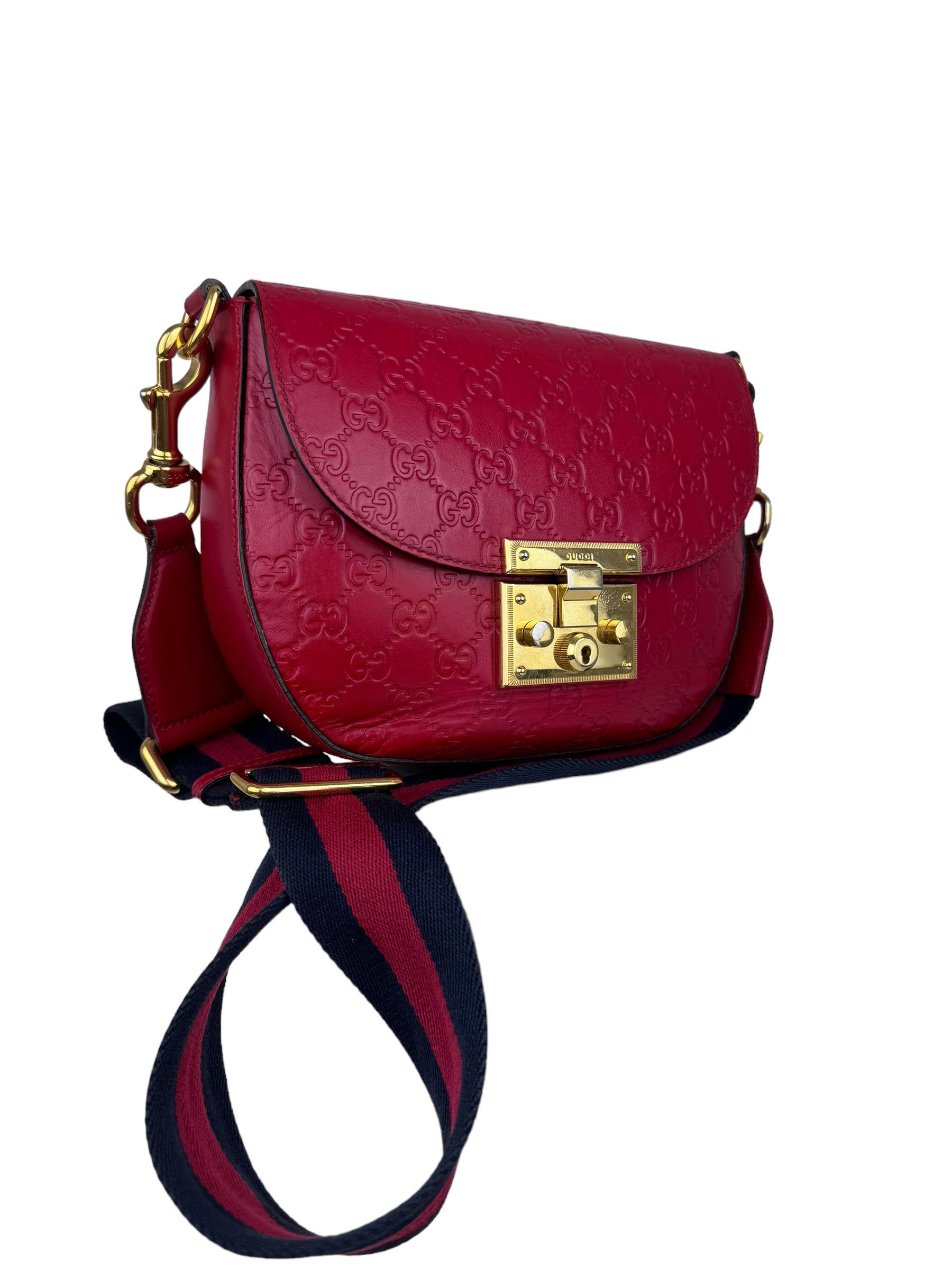 GUCCI RED PADLOCK GUCCISIMA MESSENGER BAG