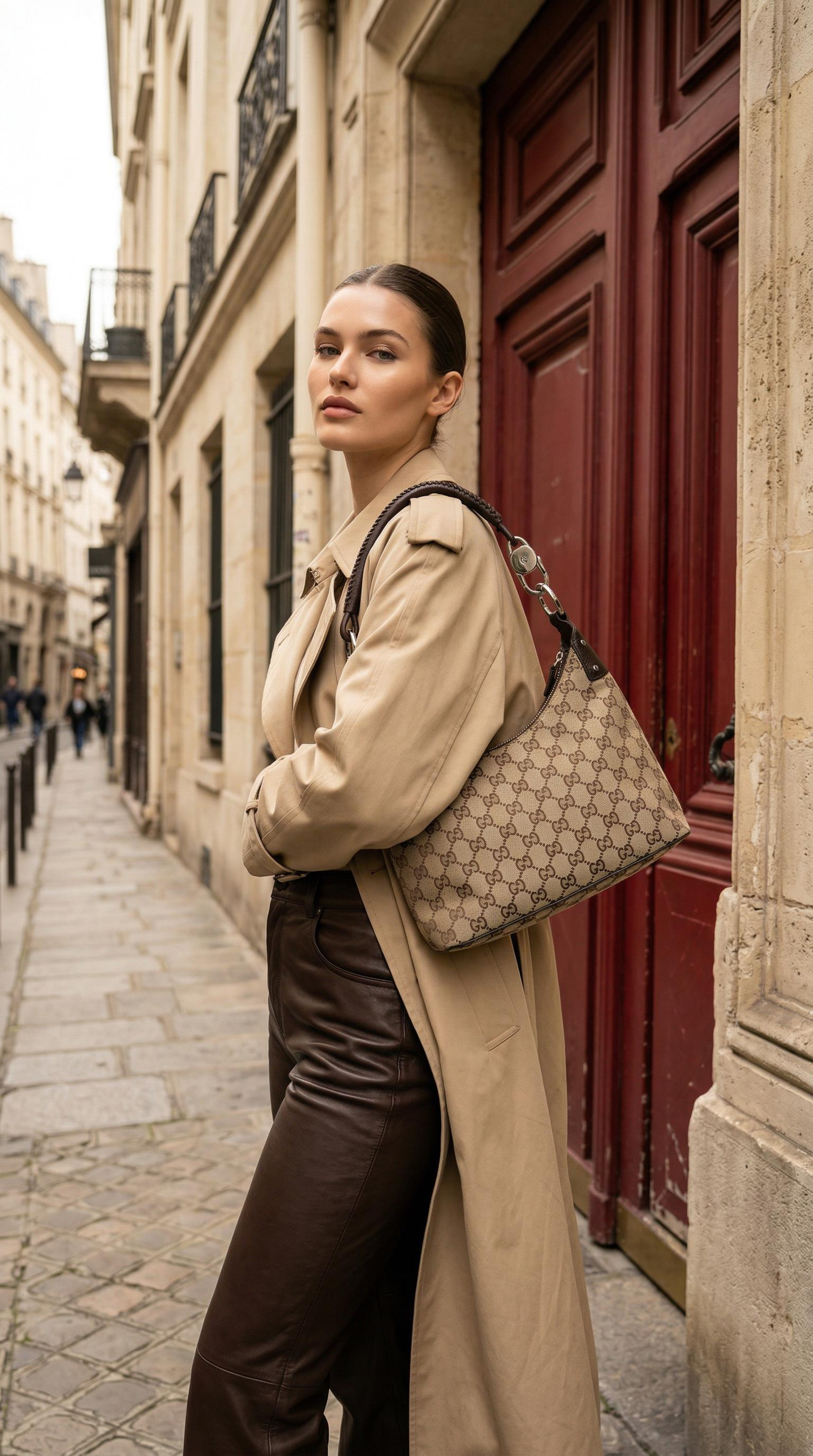 GUCCI SMALL GG CANVAS HOBO BAG