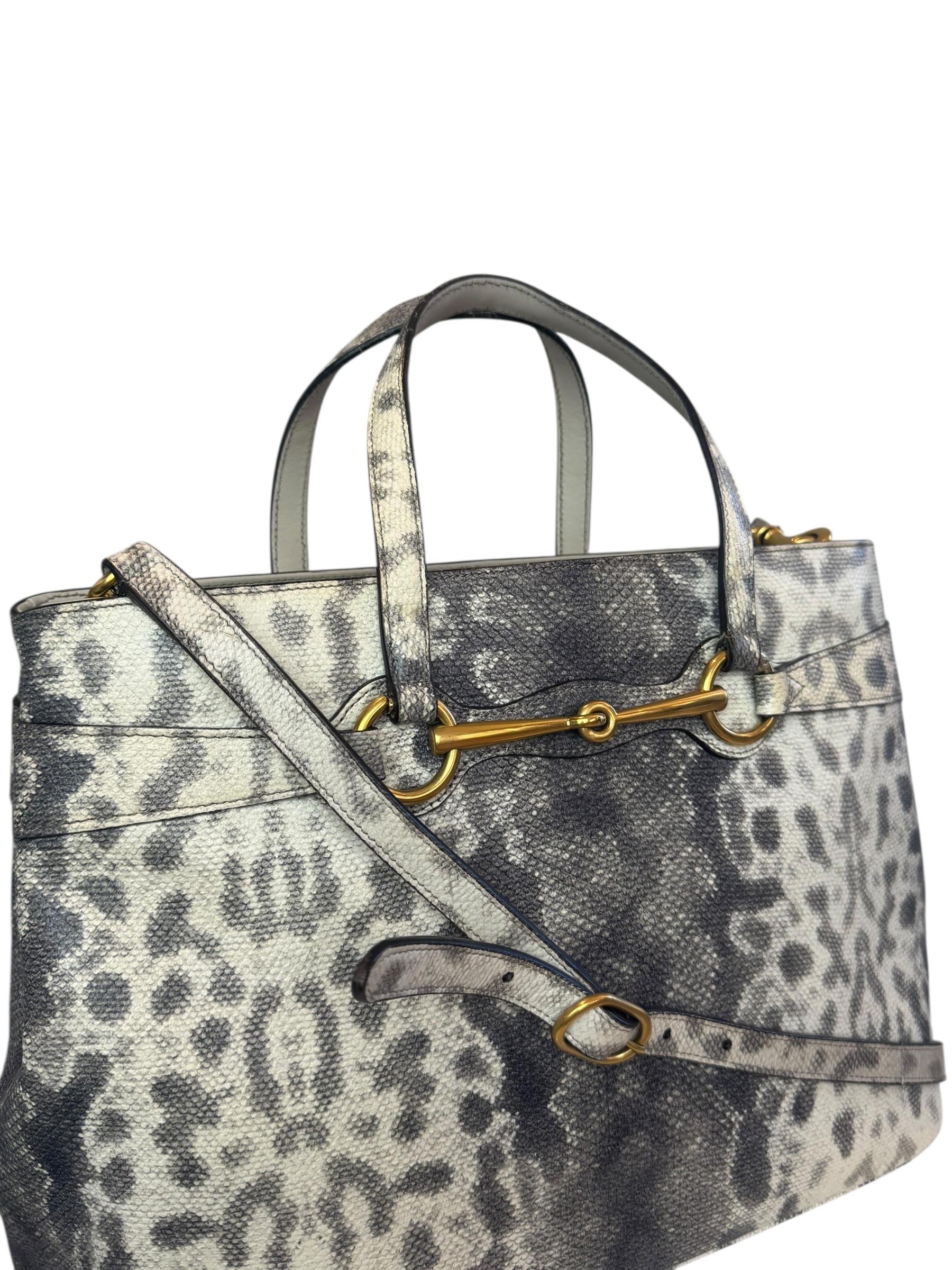 GUCCI SNAKESKIN HORSEBIT TOTE BAG